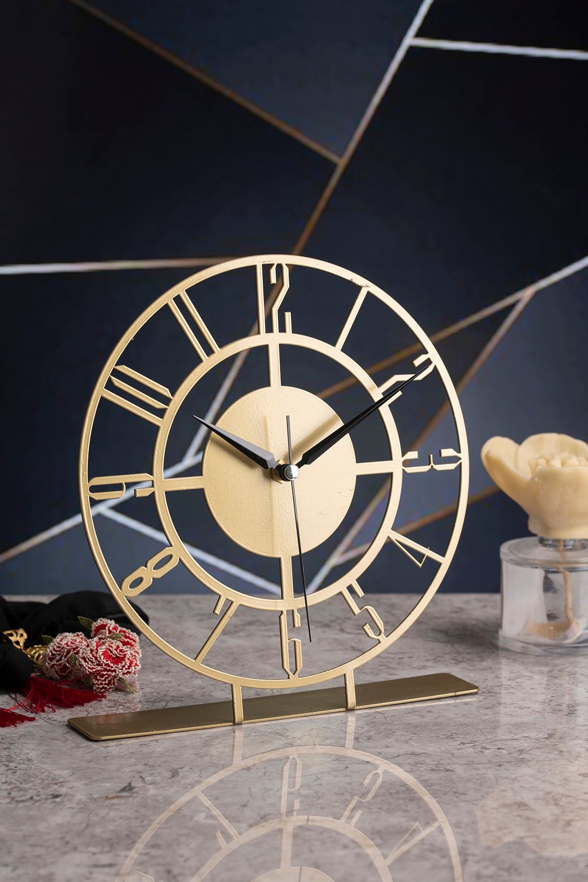 Muyika Design Bunnela Metal Gold/eskitme Masa Üstü Saati 25x23cm