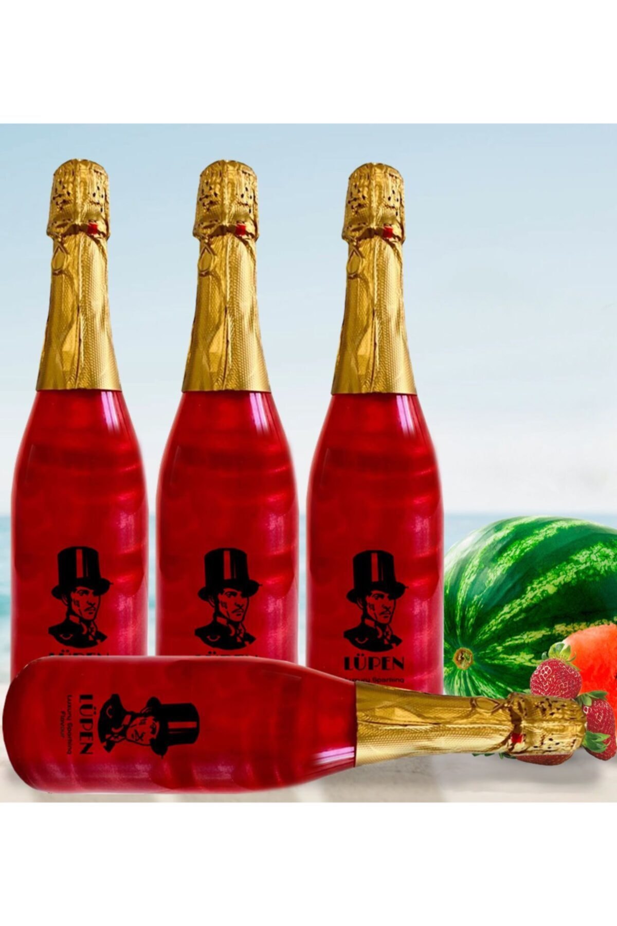 Lüpen Alkolsüz Simli Lux İçecek Karpuz Çilek Aromalı 4 Adet