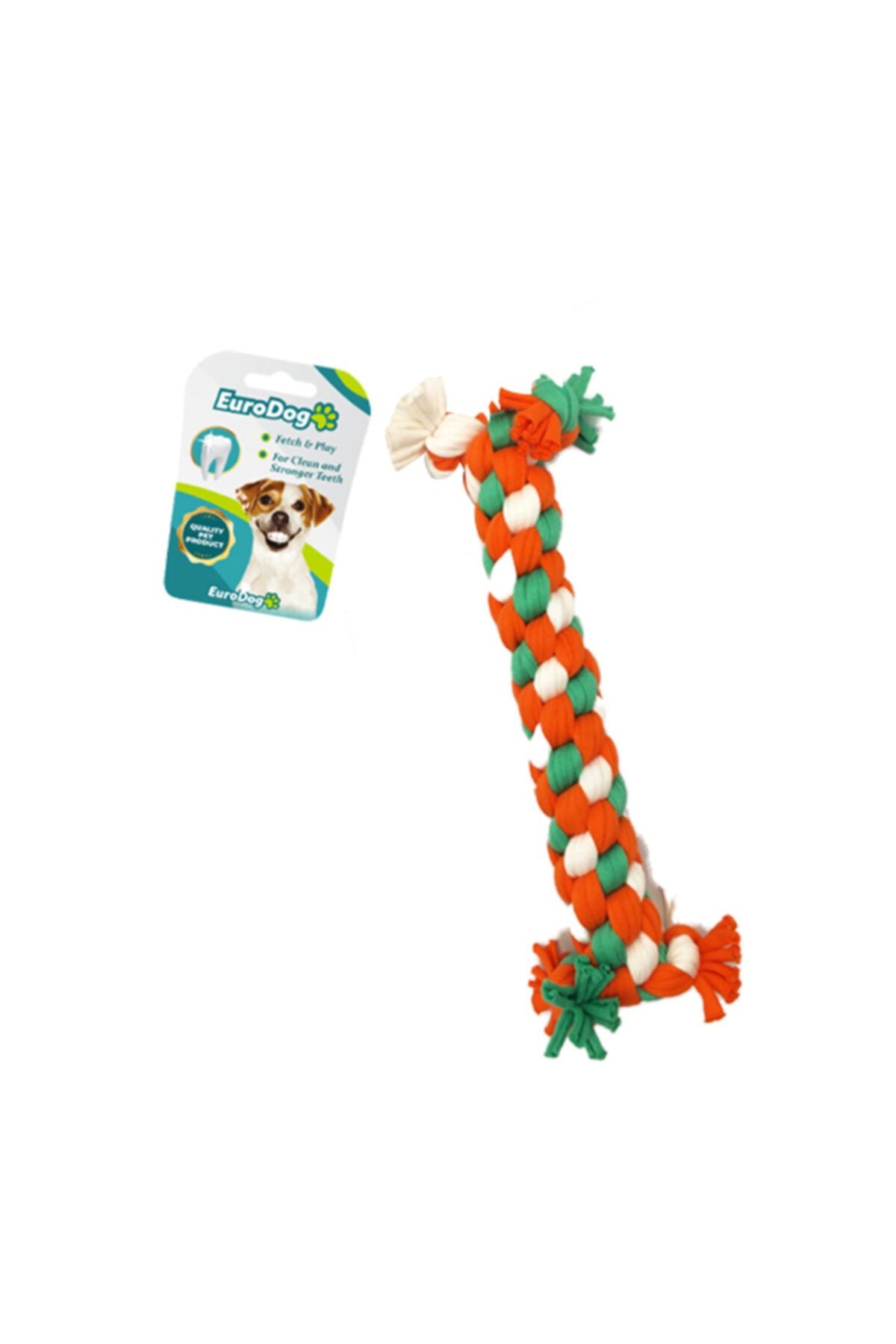 Durbuldum Eurodog Dumbell Diş Ipi Beyaz Yeşil Turuncu 24 Cm