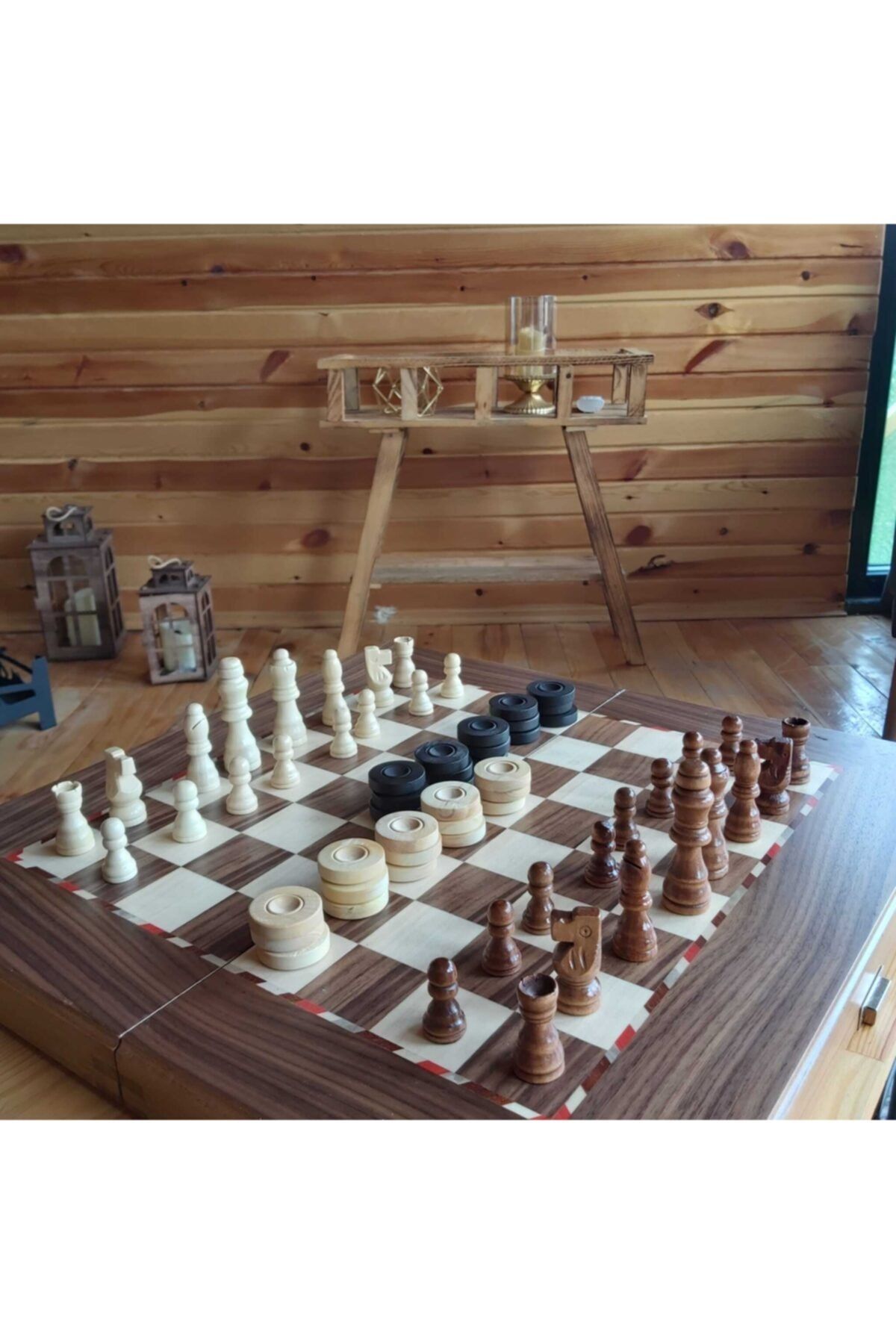 megame Ahşap Pullu Kalın Kasalı Lüx Tavla Satranç Hediyelik Tavla