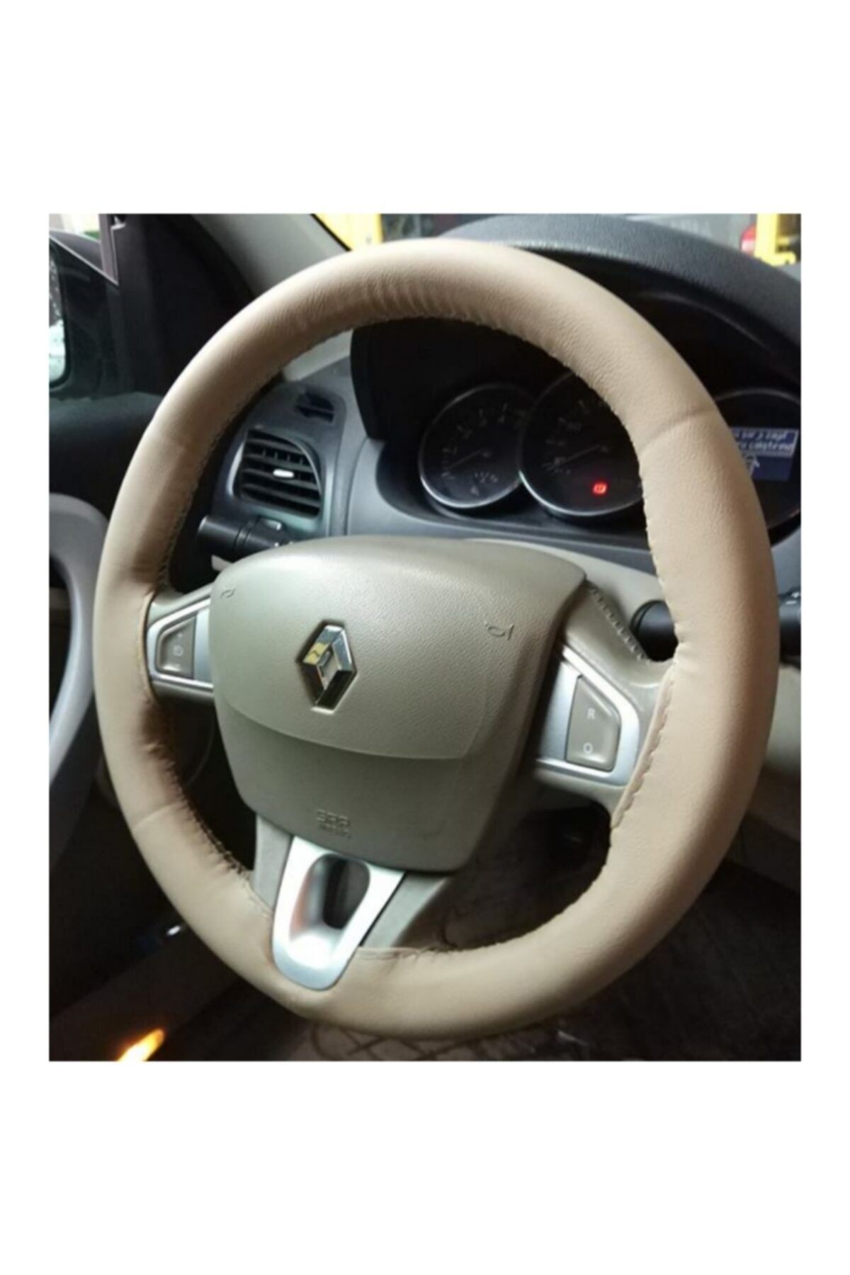 gürlerotoaksesuar Renault Fluence Dikmeli Direksiyon Kılıfı Bej A+plus (10.5cm)