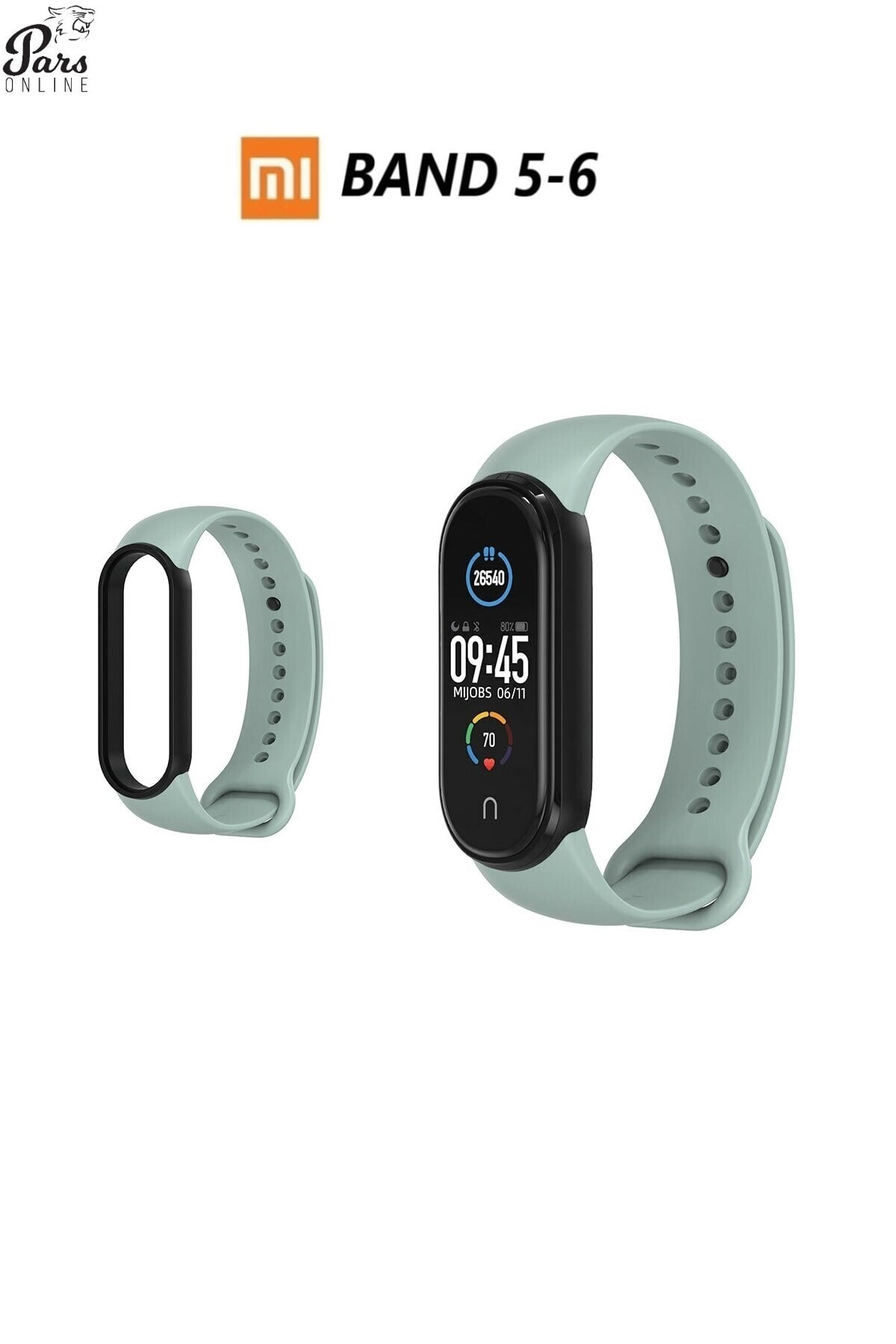 Pars Online Xiaomi Mi Band 5/6 Uyumlu Akıllı Bileklik Kordon Antialerjik Silikon Su Yeşili