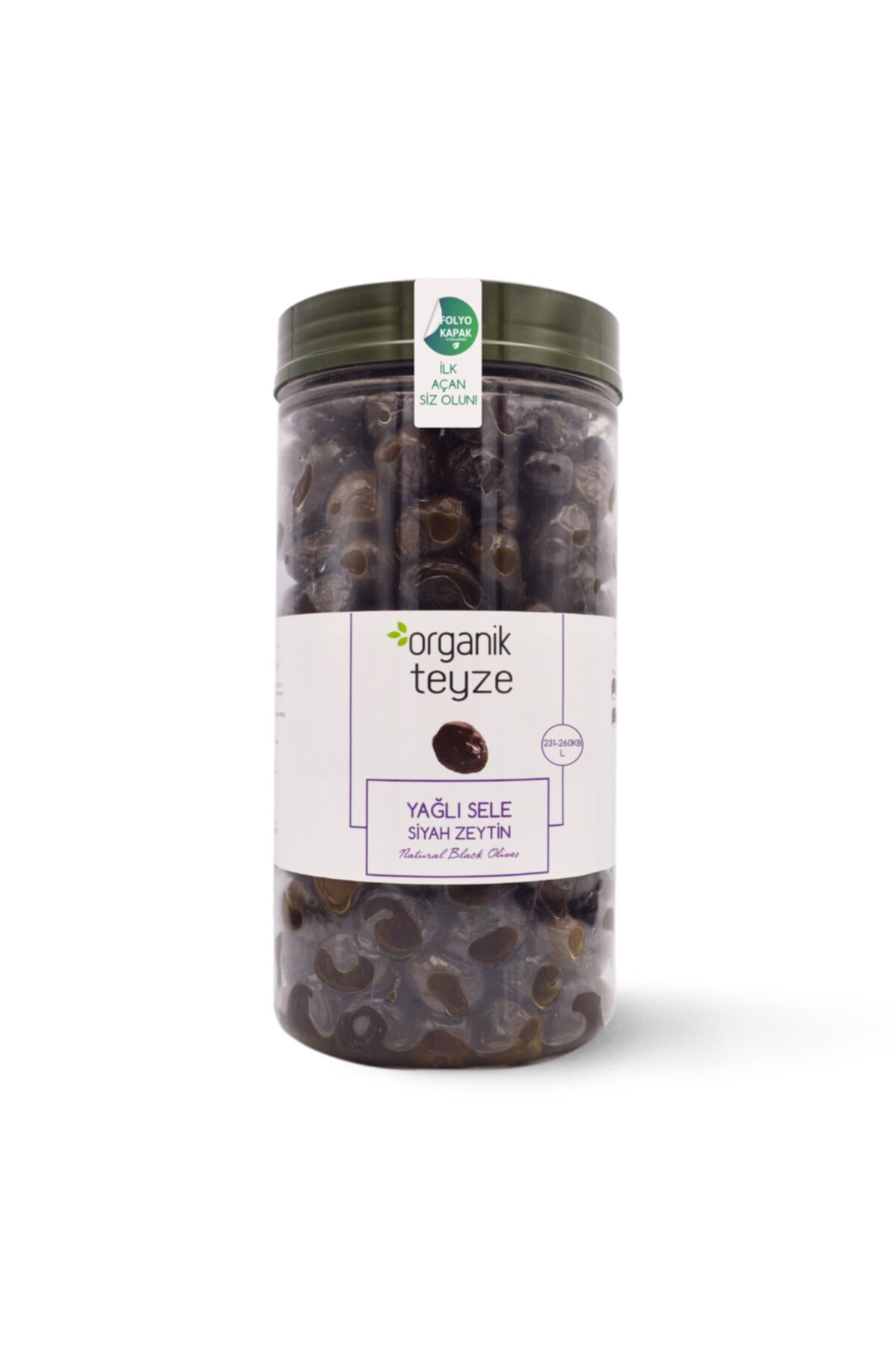 Organik Teyze Yağlı Sele Siyah Zeytin (231-260, L) 1 Kg