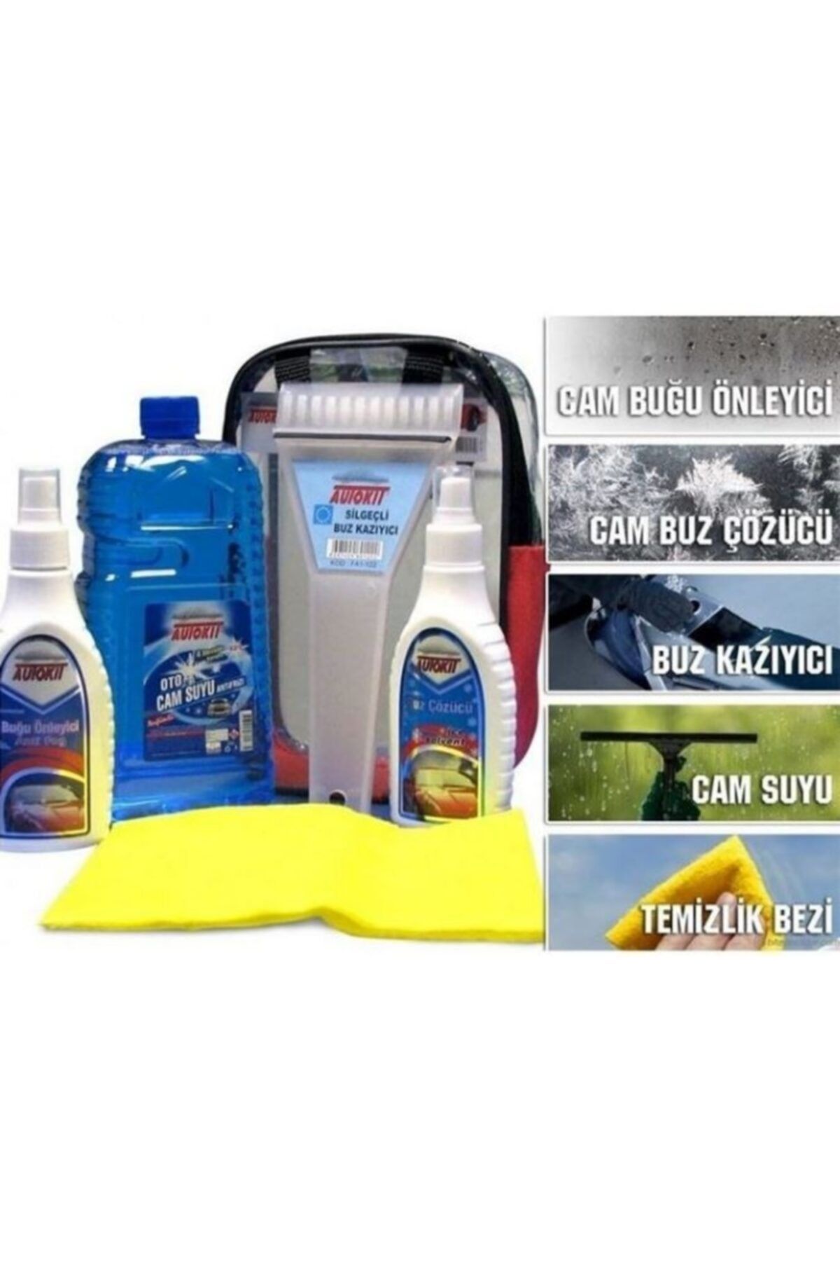 Otto Kışlık Bakım Seti Buz Çözücü Buğu Önleyici Cam Suyu Bez Kazıyıcı