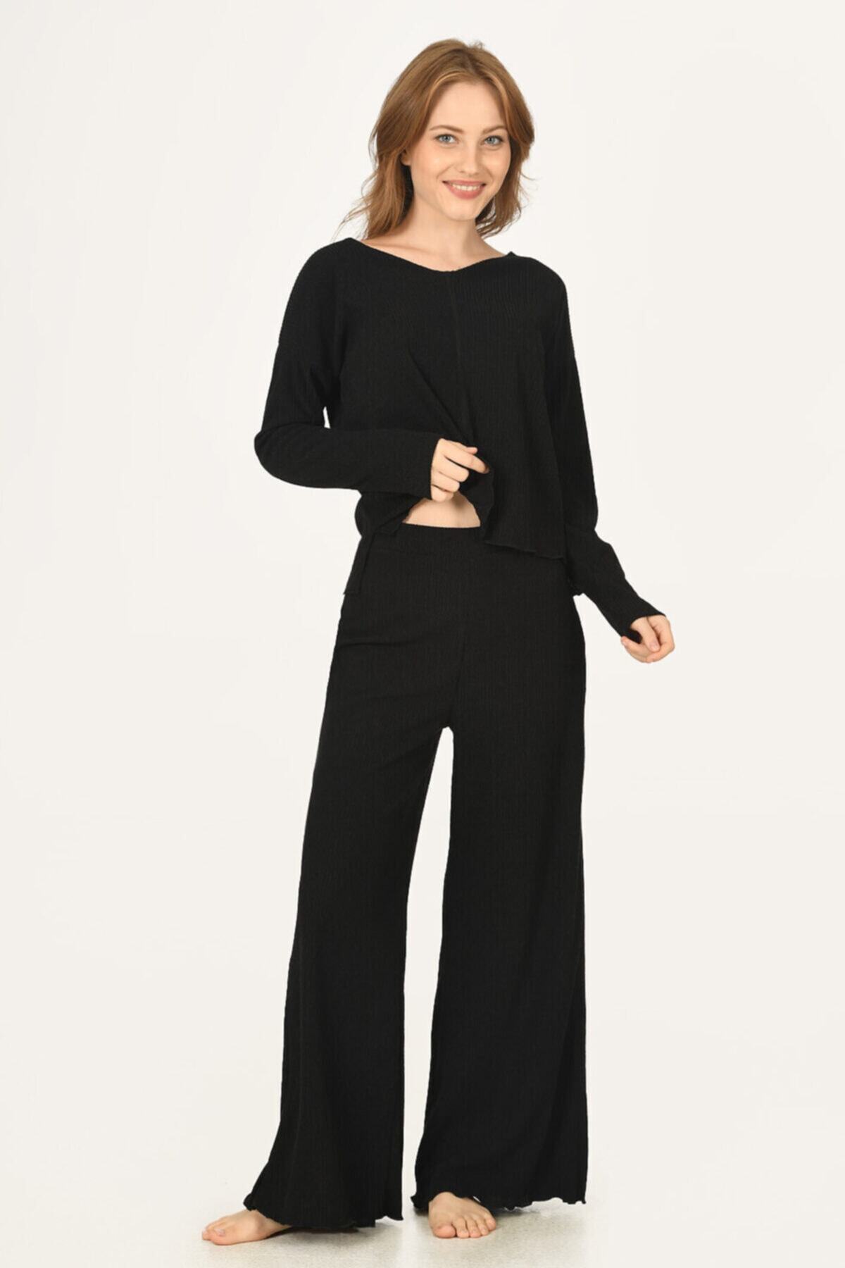 LOYA Siyah Triko Tek Alt Pijama