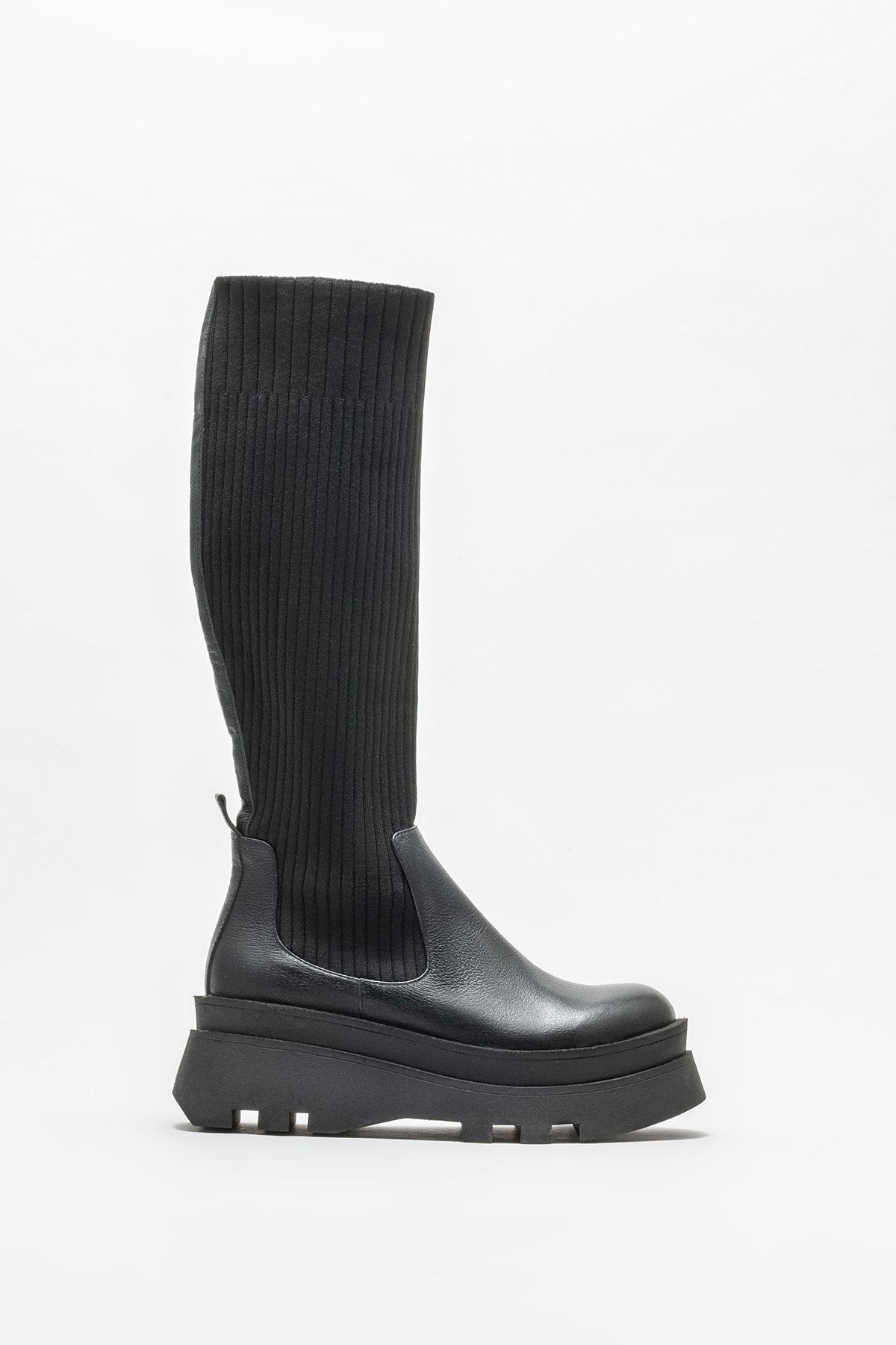 Elle Shoes Siyah Kadın Topuklu Çizme