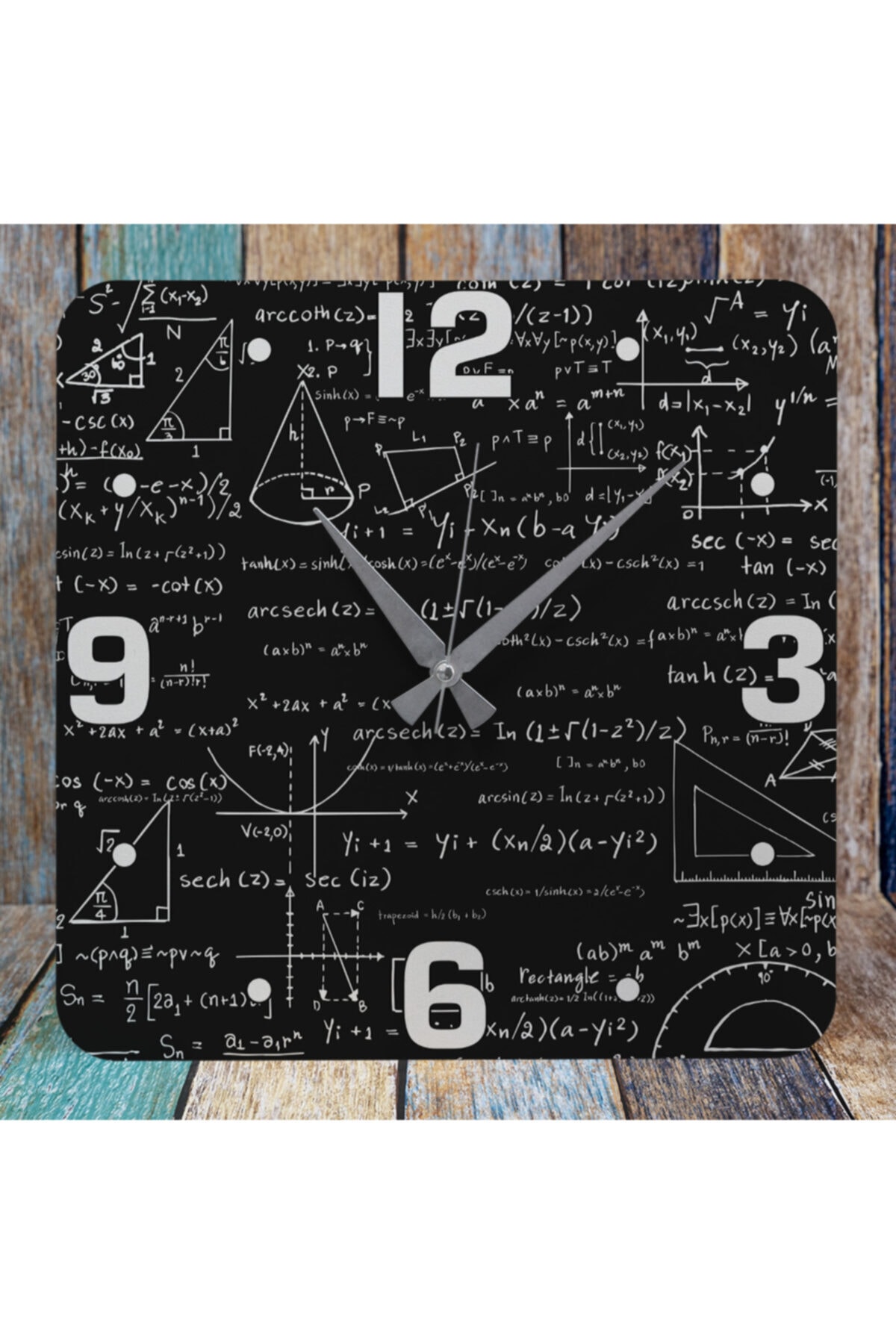 PERA LAZER KESİM 1216 Matematik Öğretmenine Hediye Ahşap Saat 37cm