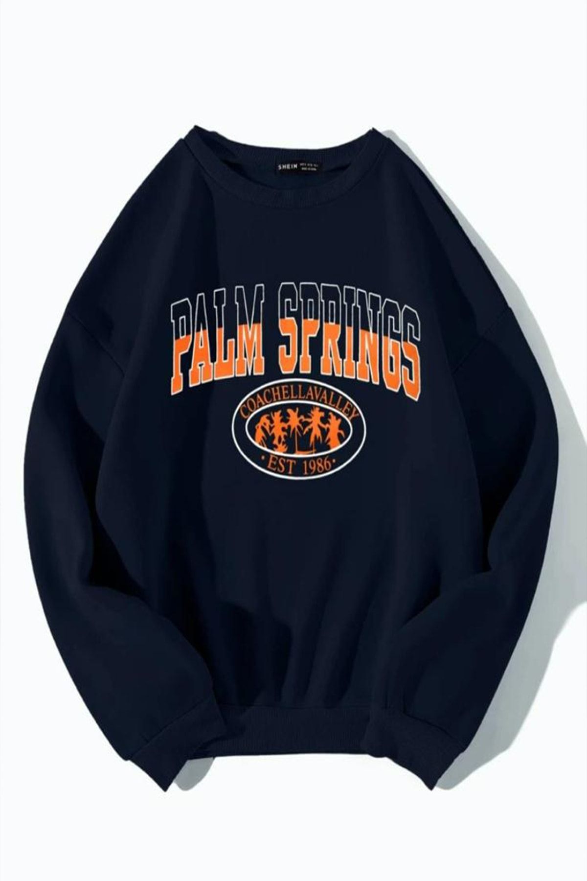 AFROGİYİM Kadın Lacivert Oversize Palm Sprıngs Sweatshirt