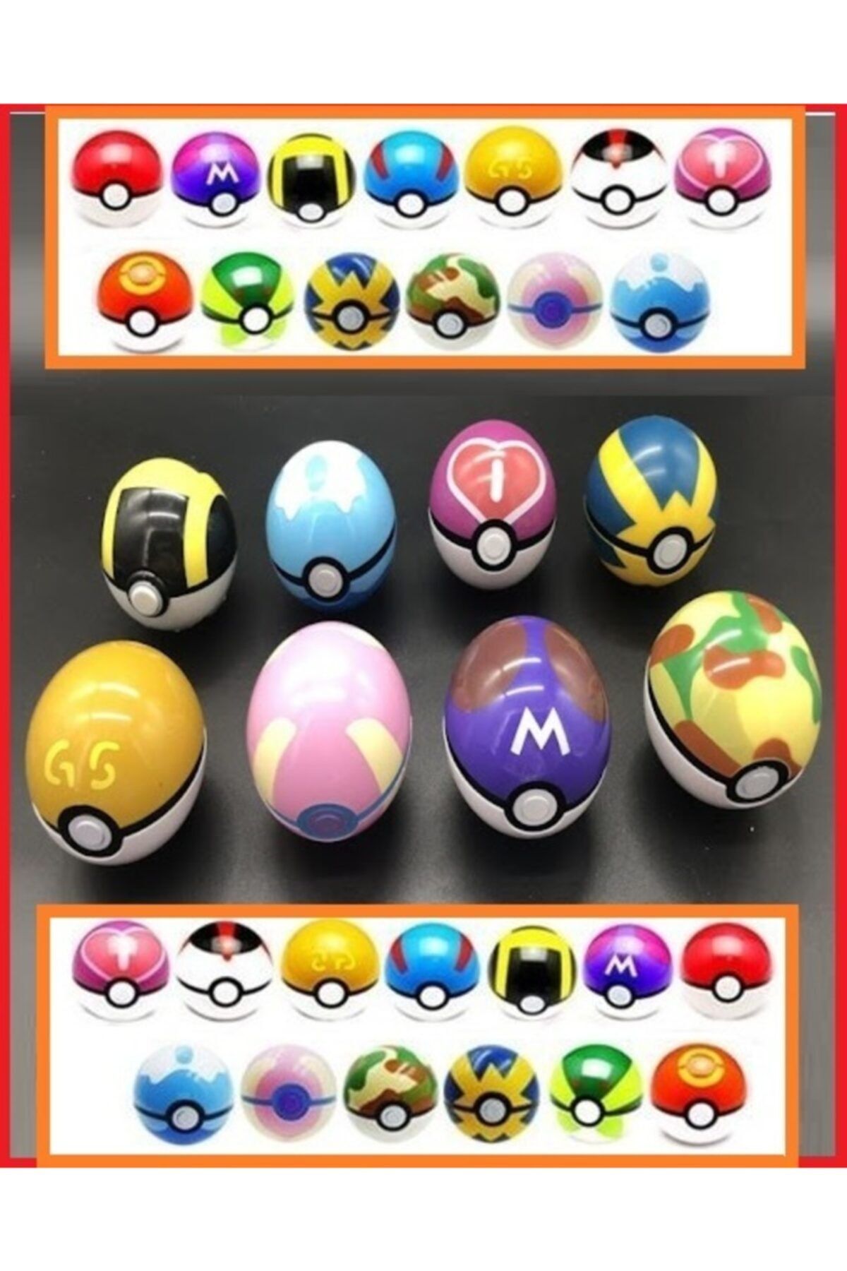 OYUNCAKSAHİLİ Pokemon Topları Tam 8 Adet Açılan Pıkachu Figürlü Poke Pikaçu Topu 088