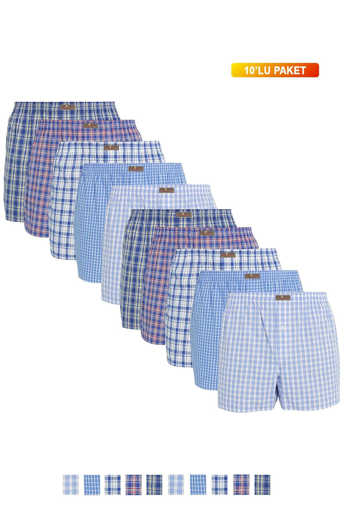 UMFANG Erkek Karışık Desenli 10'lu Paket Poplin Boxer Şort
