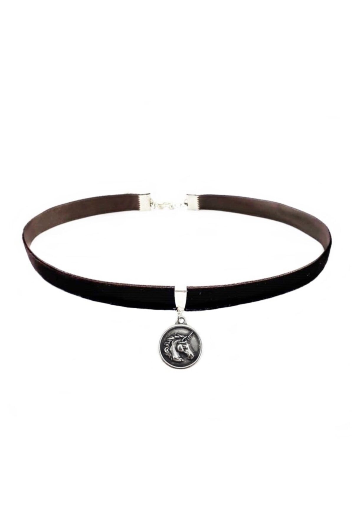 Bijustore Kahverengi Kadife Unicoro Choker Kolye