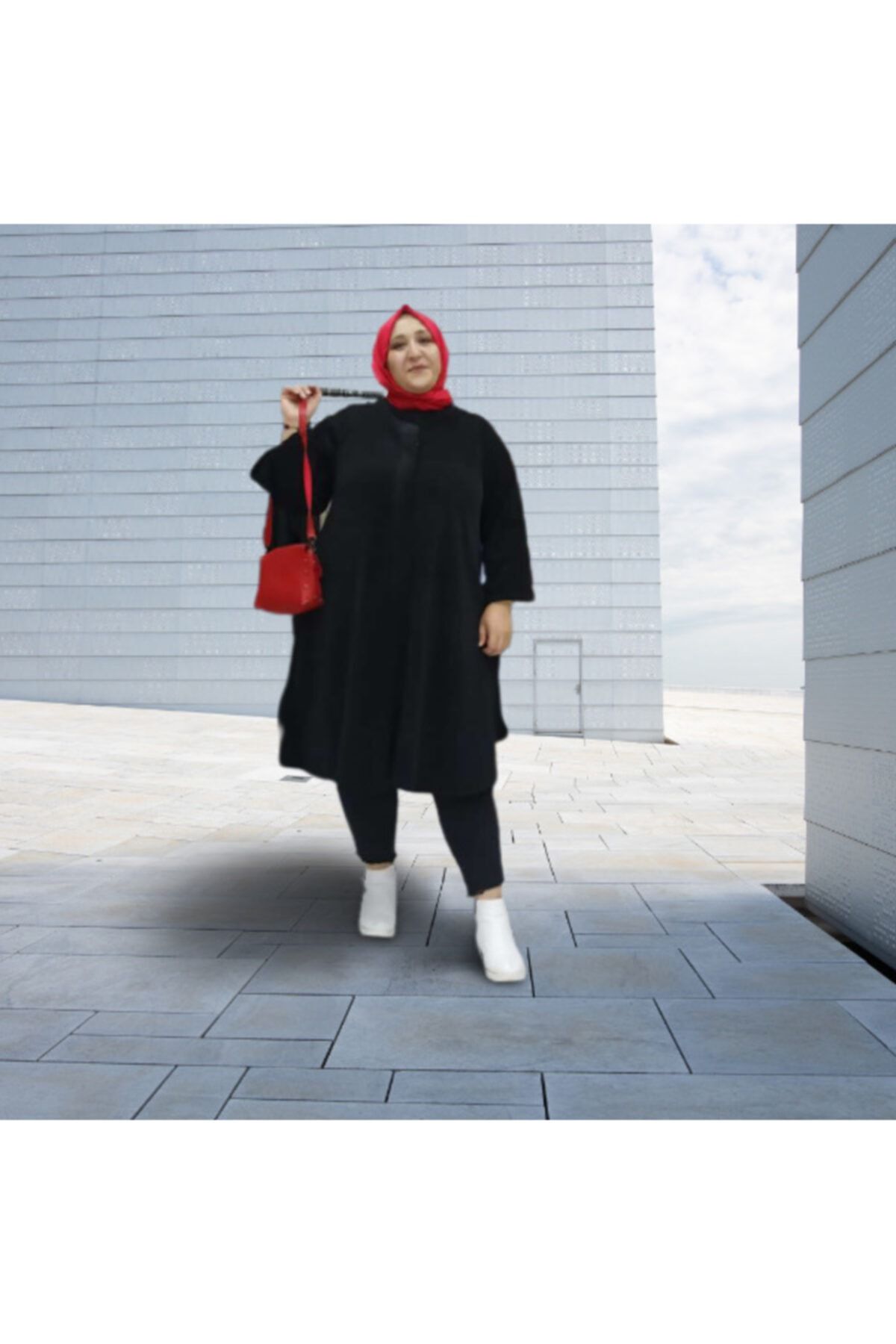 CNG MODA Tesettür Büyük Battal Polar Yumoş Pelerin Panço