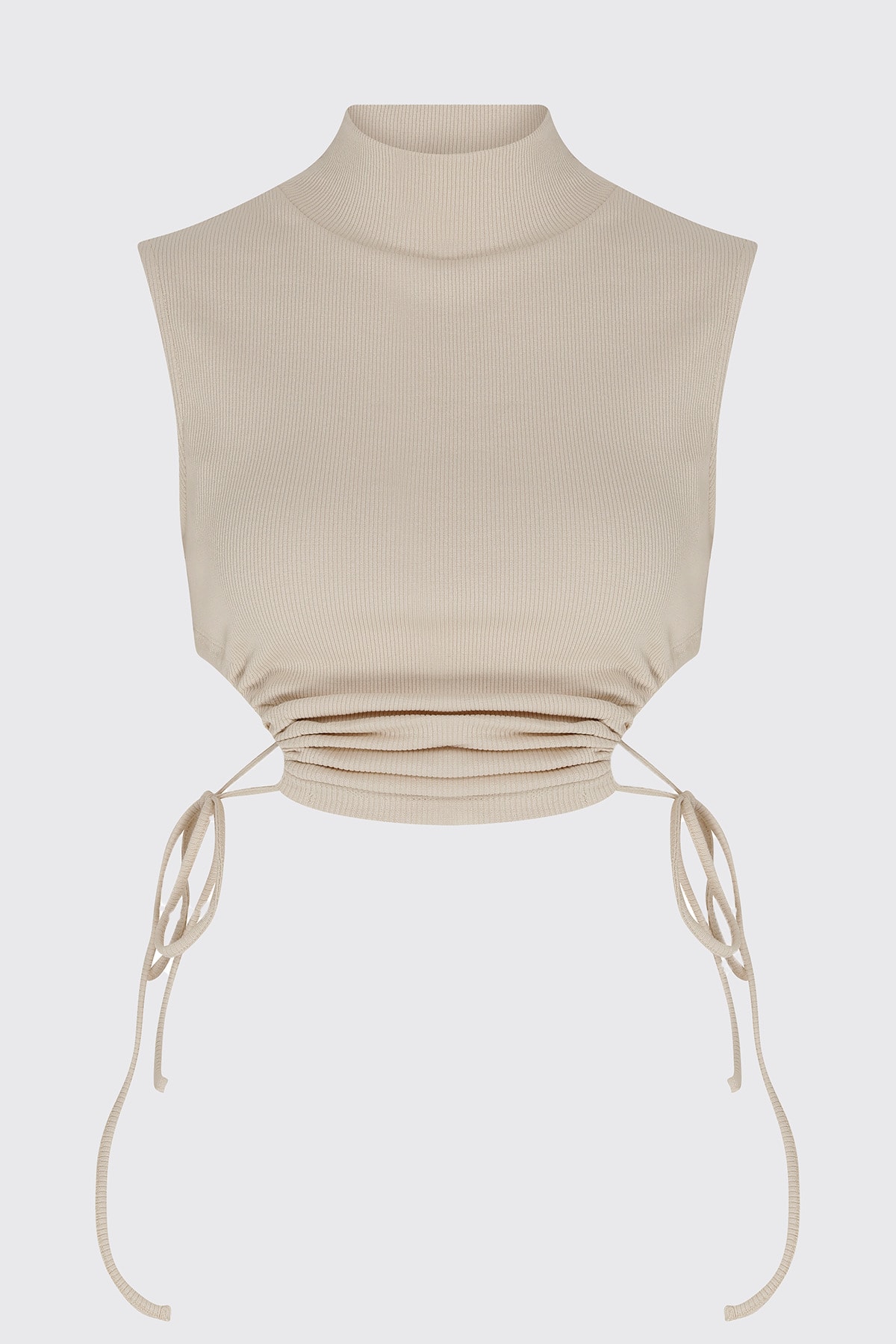 stafu Donna Yanları Açık Bej Crop Top