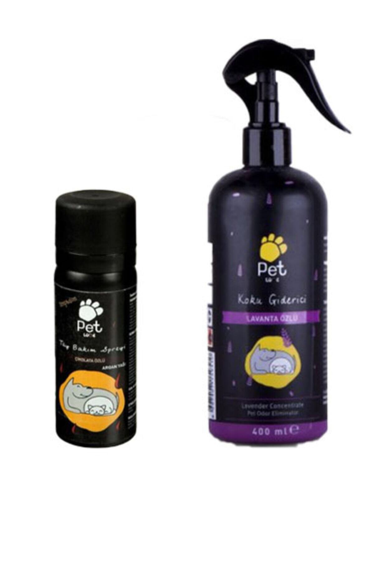 Pet Love Kedi Ve Köpek Koku Giderici Lavanta 400 ml ve Tüy Bakım Sprey Çikolata 50 ml