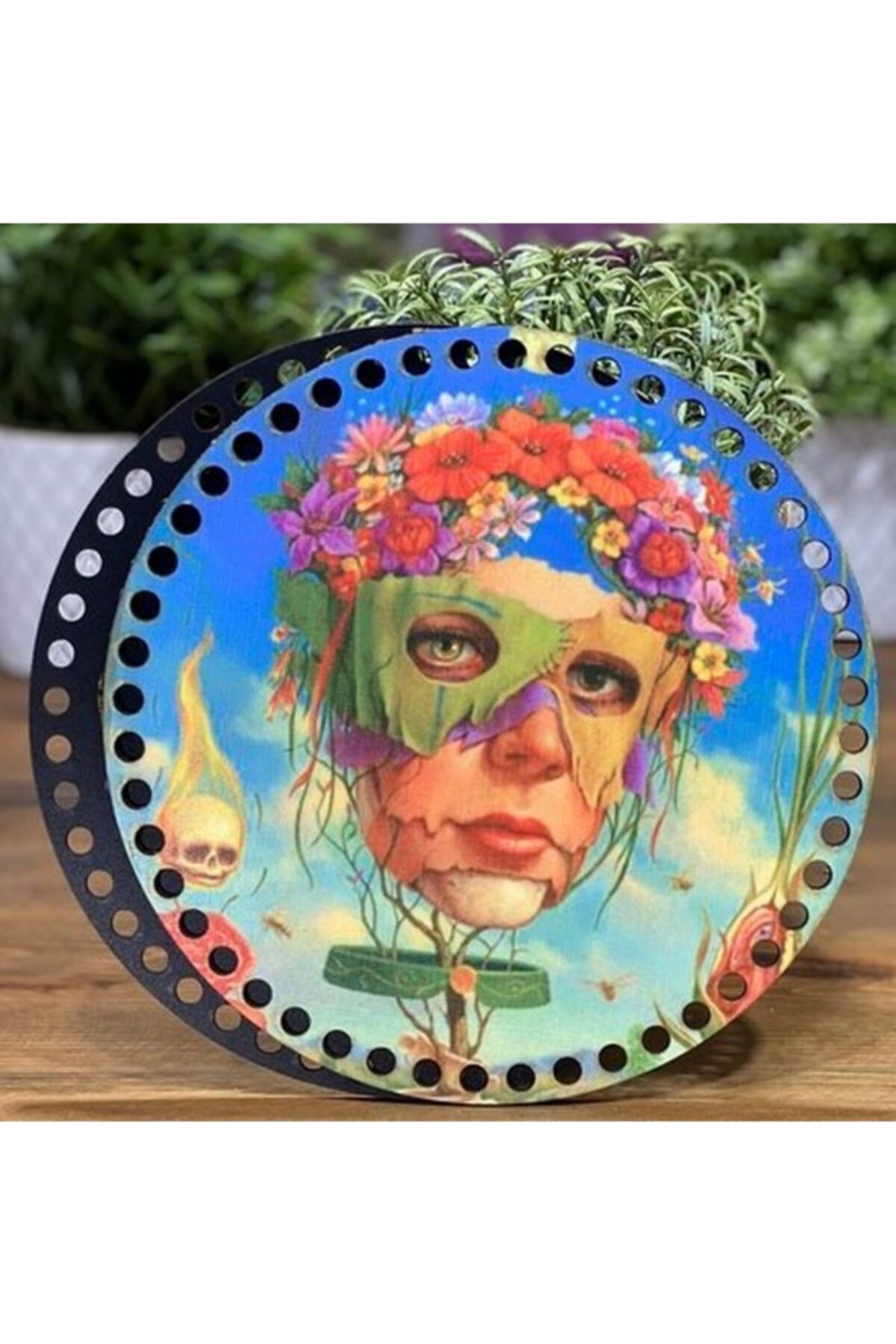 Diva İplik Diva Line Çanta Kenarı Ahşap Baskılı 2'li (çap: 20 Cm) Bck-133
