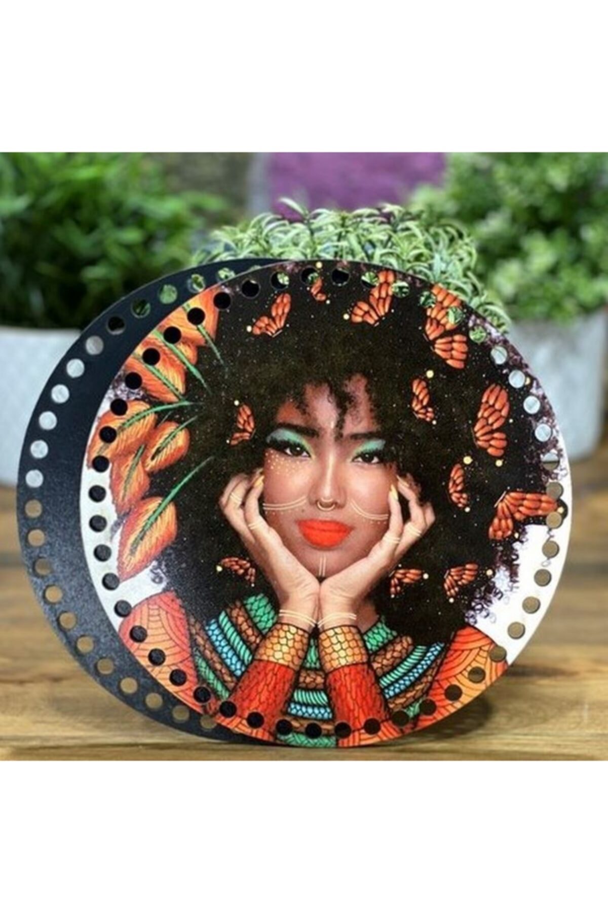 Diva İplik Diva Line Çanta Kenarı Ahşap Baskılı 2'li (çap: 20 Cm) Bck-104
