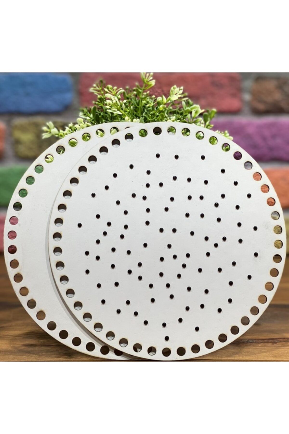 Diva İplik Diva Line Çanta Kenarı Ahşap Taşlı 2'li (çap: 20 Cm) Tck-002