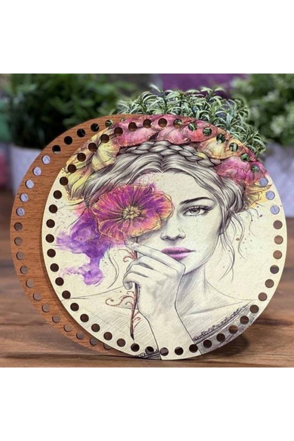 Diva İplik Diva Line Çanta Kenarı Ahşap Baskılı 2'li (çap: 20 Cm) Bck-47