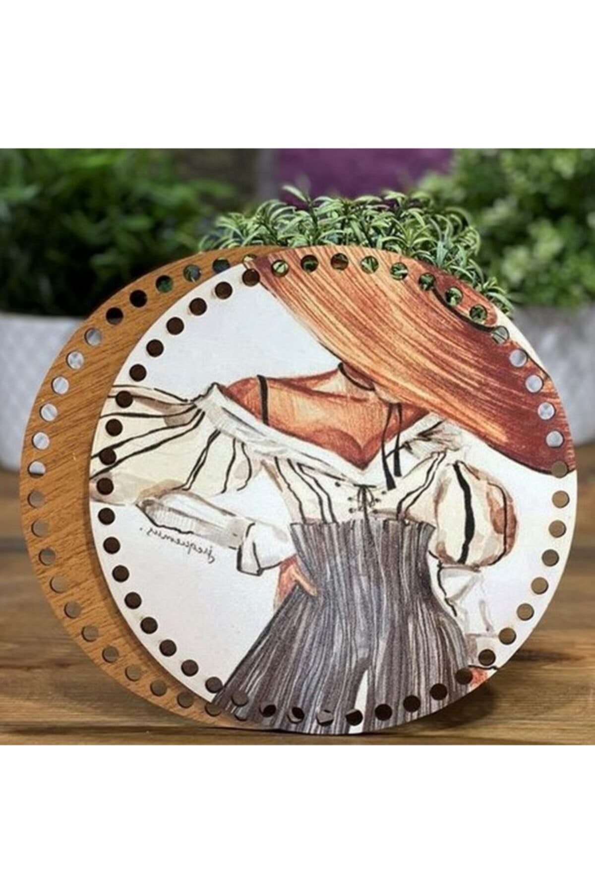 Diva İplik Diva Line Çanta Kenarı Ahşap Baskılı 2'li (çap: 20 Cm) Bck-56