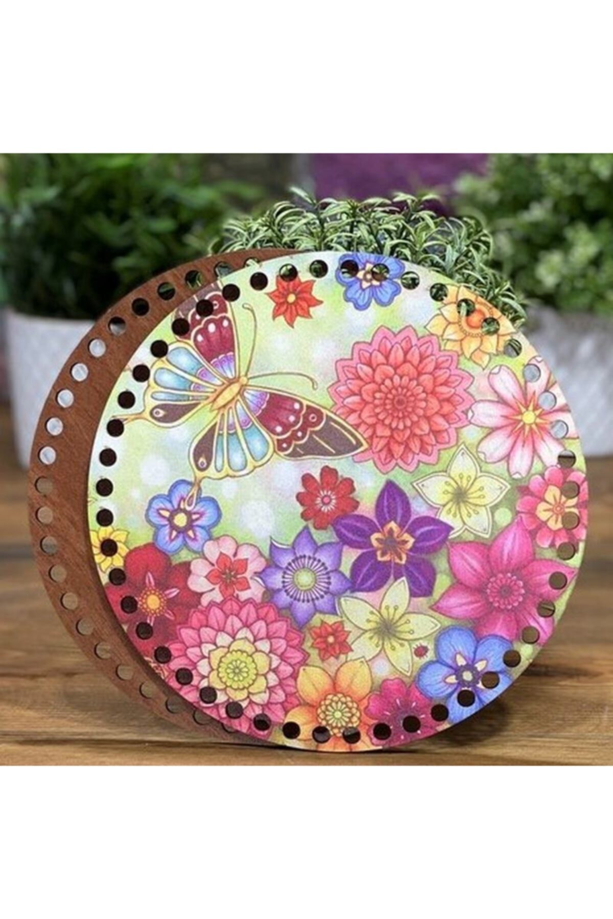 Diva İplik Diva Line Çanta Kenarı Ahşap Baskılı 2'li (çap: 20 Cm) Bck-48