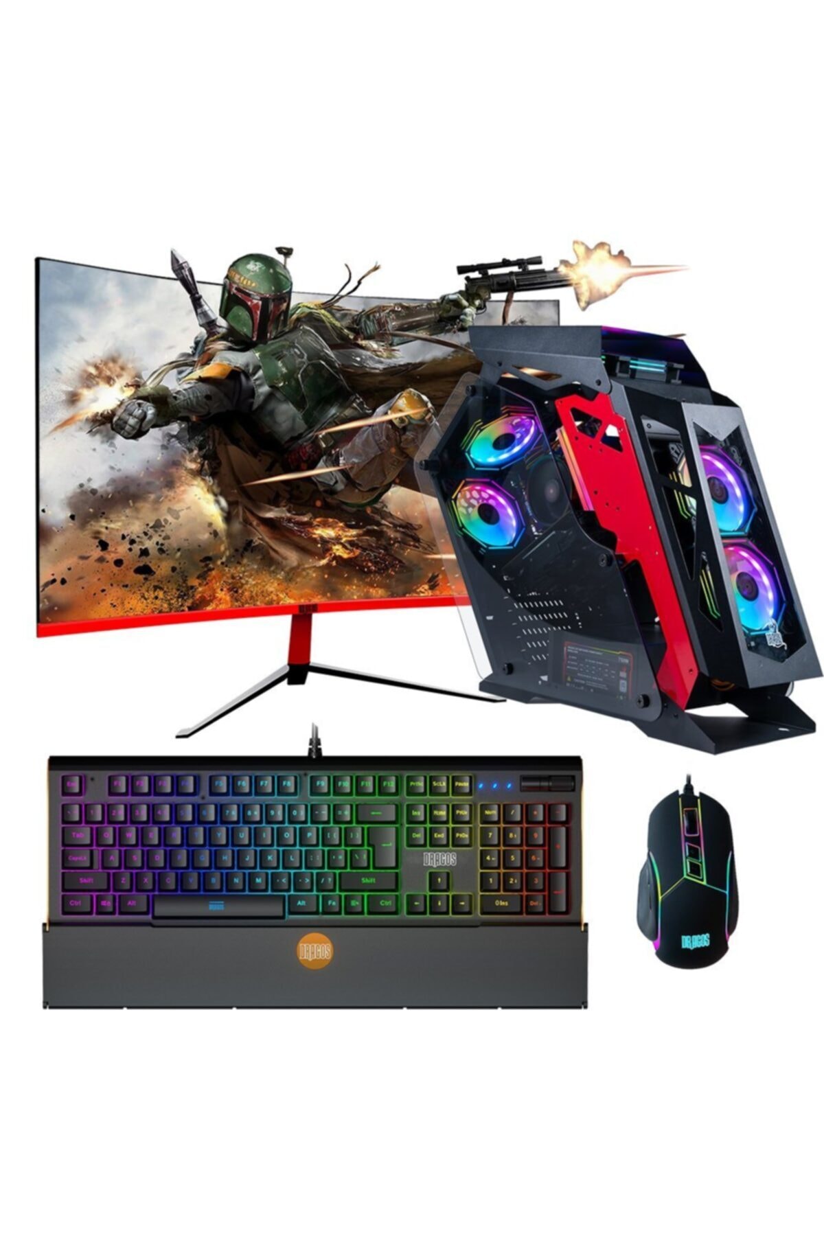 DRAGOS DRx779 i5 10400F 8GB Ram 256GB NVMe SSD 4GB GTX1050Ti 27\