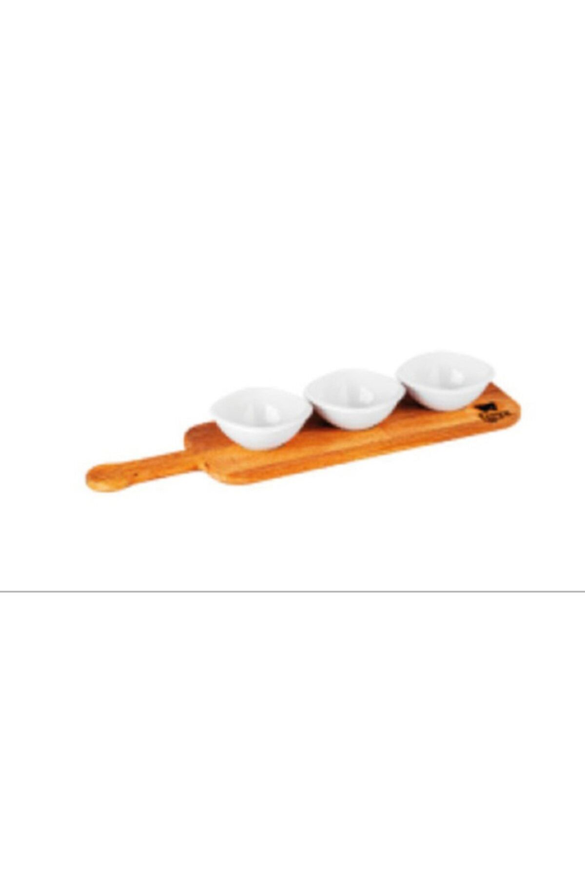 HibanaHome Melamin 3lü Sosluk Ahşap Sunumluk Beyaz 38cm (38x10.5x5.5cm 385gr)
