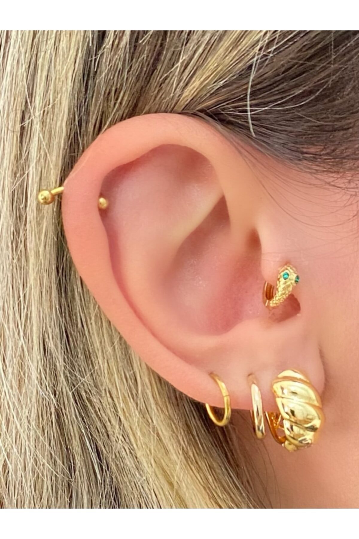 Markiz Takı Gold Yılan Piercing 8 Mm