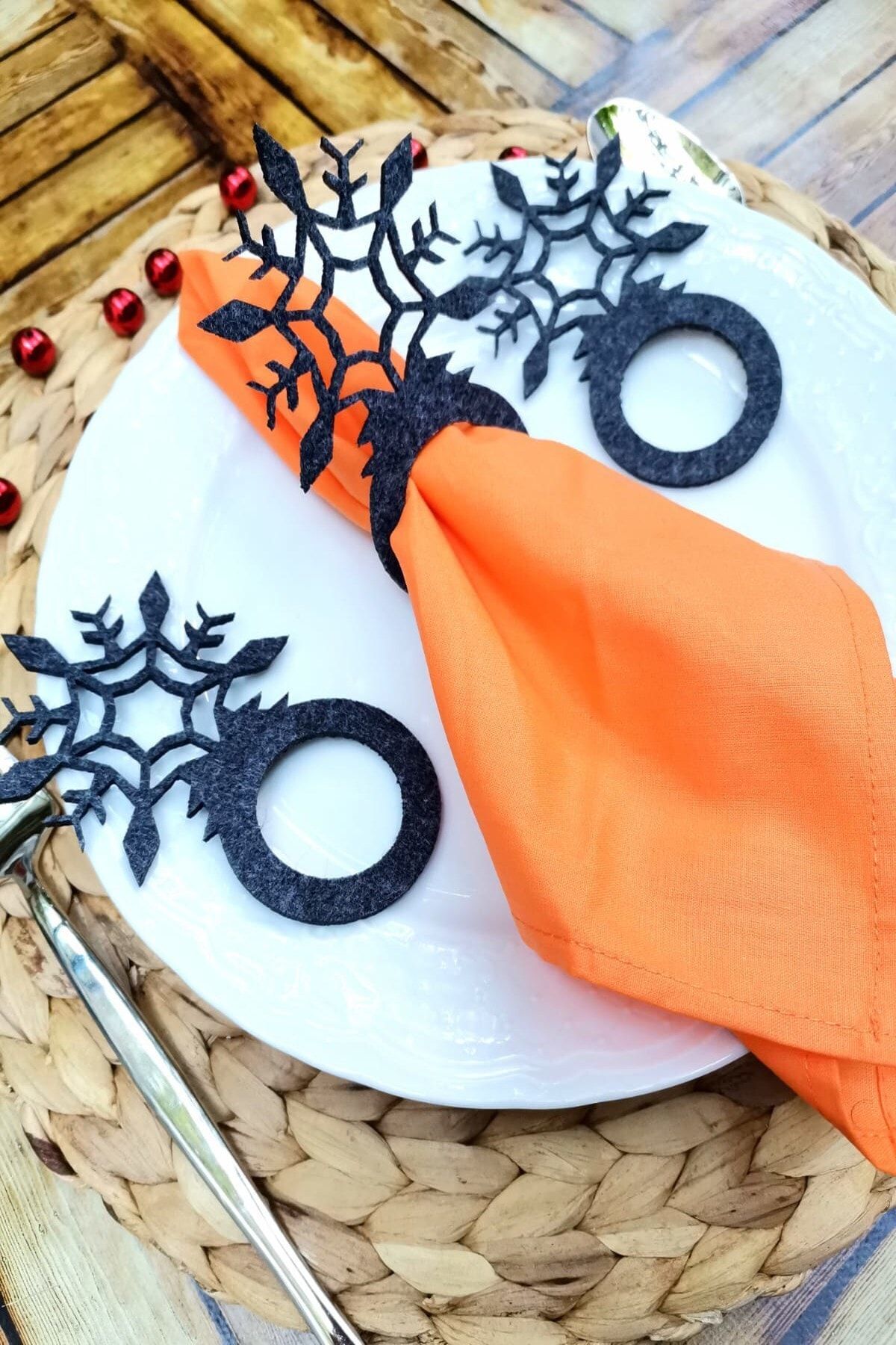 ESanat Evi 12 Adet Dekoratif Kar Tanesi Peçete Yüzüğü