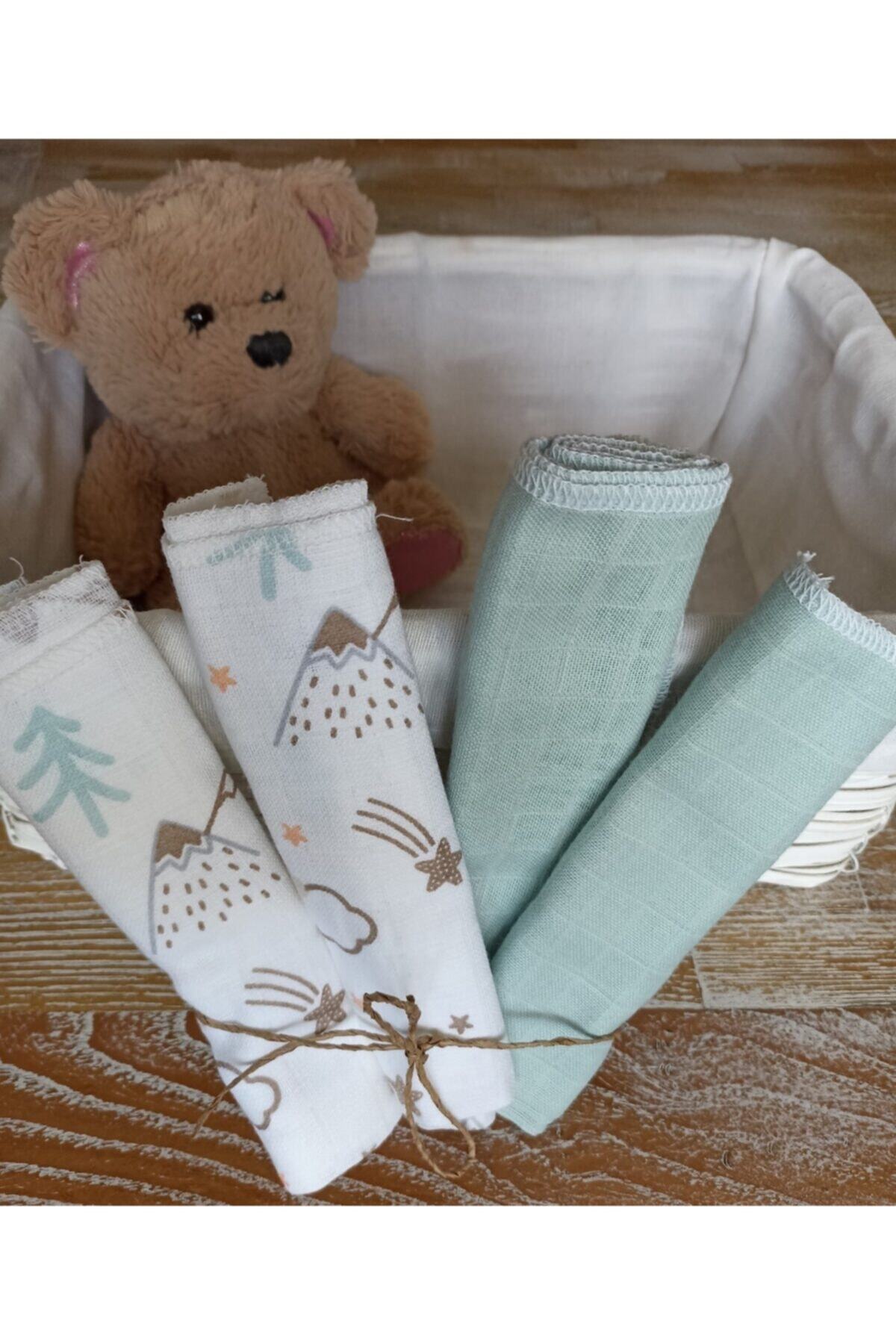 Leporem Baby&Home Leporem Pastel Tonlarda Gökkuşağı Ve Mint Rengi %100 Pamuk Müslin Ağız Silme Bezi Ve Kurulama Bezi