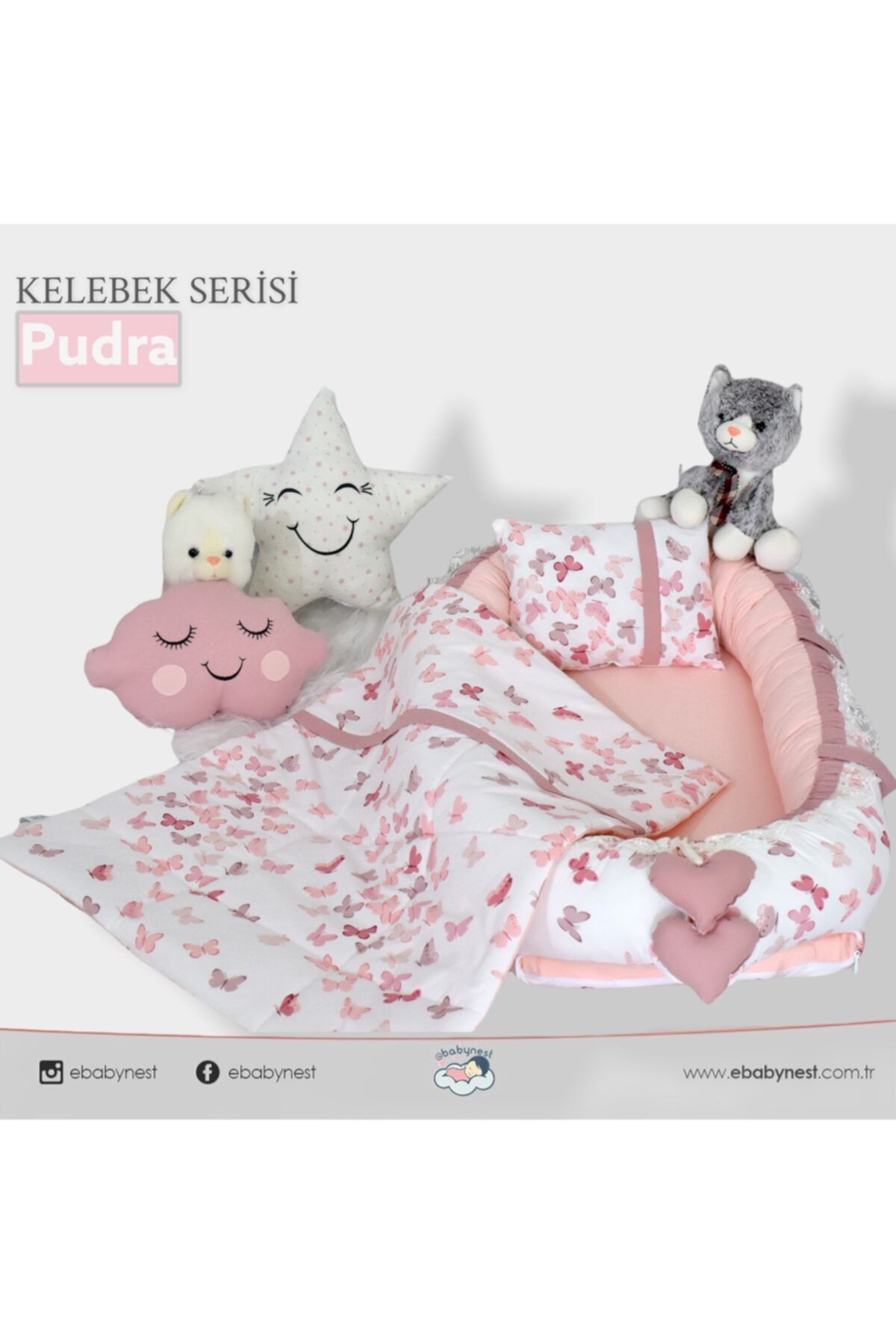ebabynest Pudra Kelebek Serisi Babynest Set V2