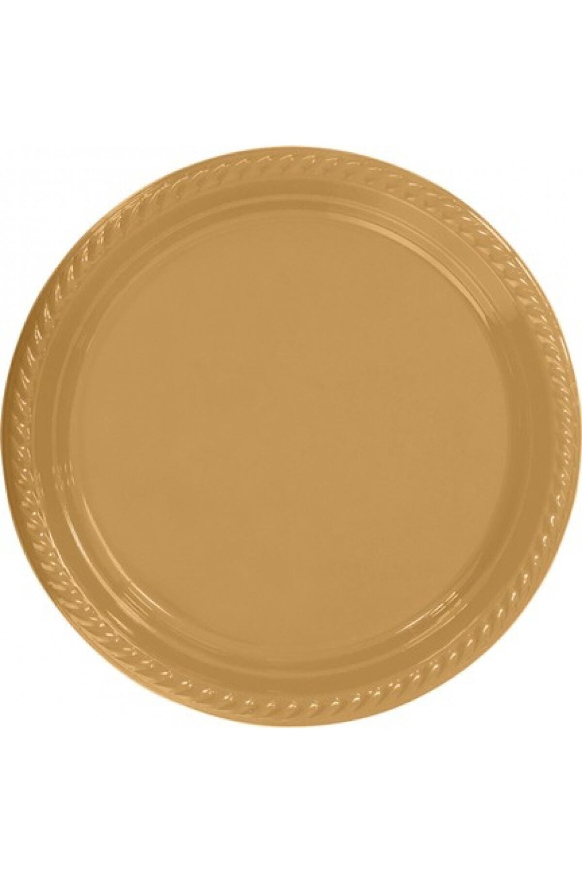DREAM VEGA Altın Renk Plastik Tabak 22 cm 25 Li