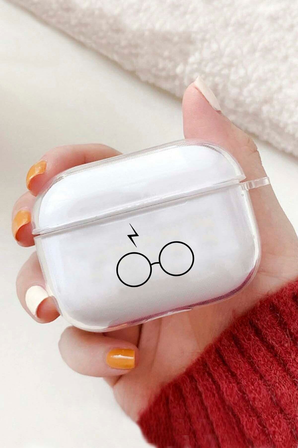 shoptocase Harry Gözlük Desenli Şeffaf Airpodspro Silikon Kılıf