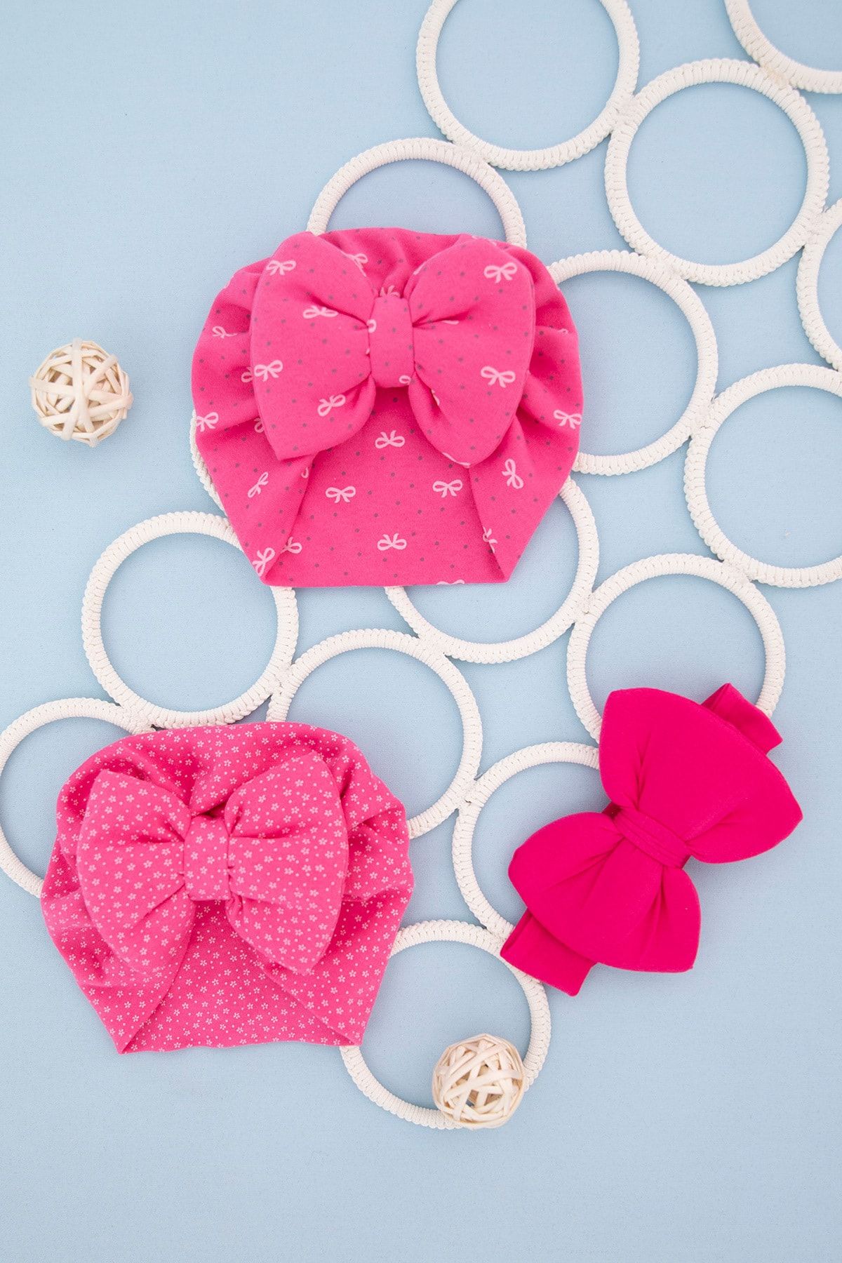 Kiwikido Kız Bebek Fuşya Üçlü Bandana - Std