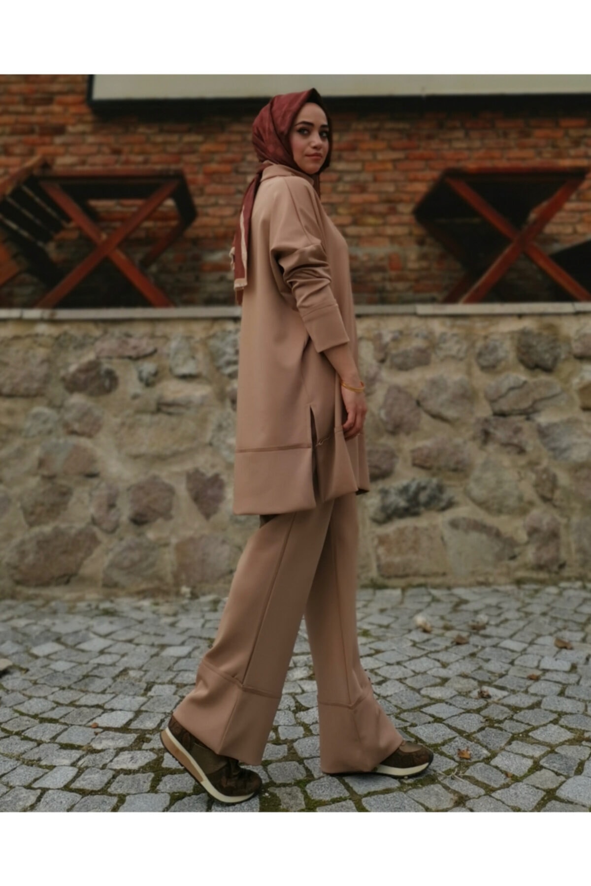 Leila Boutique Latte Scuba Ikili Takım