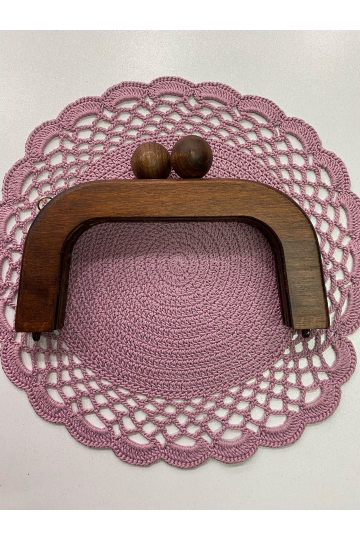 GLR&THFY 22 Cm Tam Ahşap Koyu Renk Çanta Bursu Ahşap Toplu