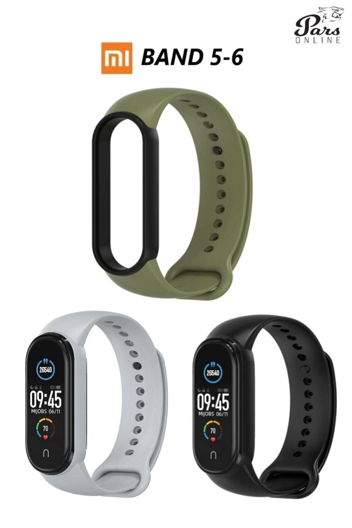 Pars Online Xiaomi Mi Band 5 Ve 6 Uyumlu A+ Yüksek Kalite Kordon 3 Lü Set