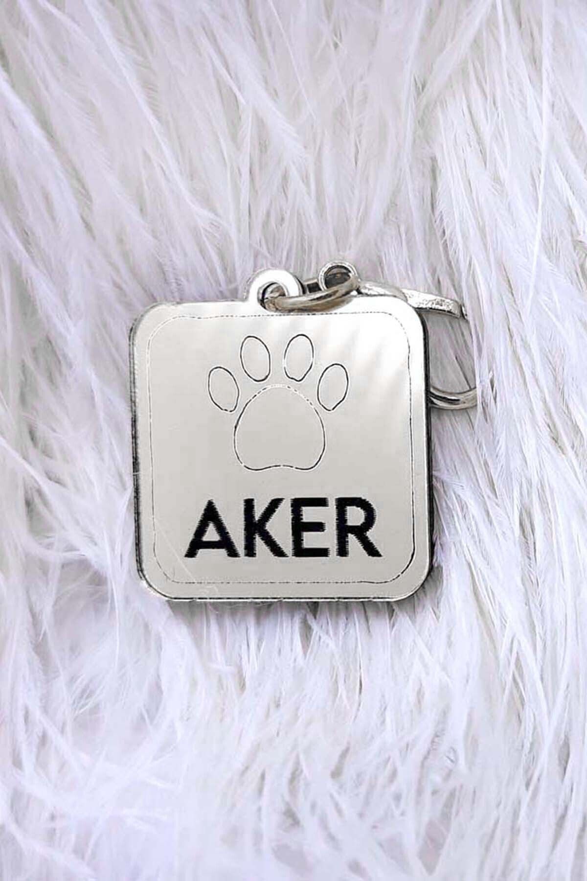 Aker Hediyelik Dikdörtgen Pati Tasarımı - Kedi Künye Isimlik Köpek Künyesi Isimliği