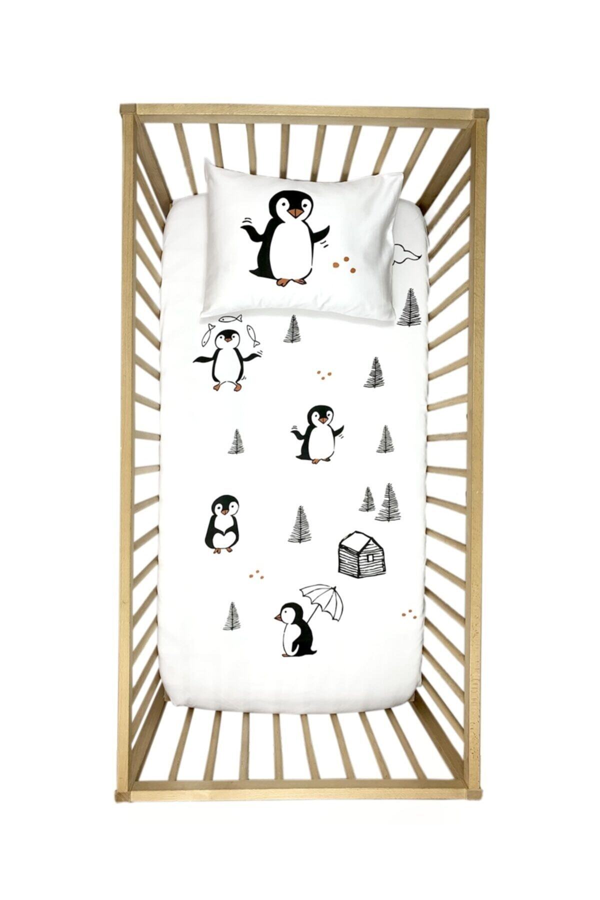 Bona Bee Home Penguen Desenli Lastikli Çarşaf Seti 80x140 Cm