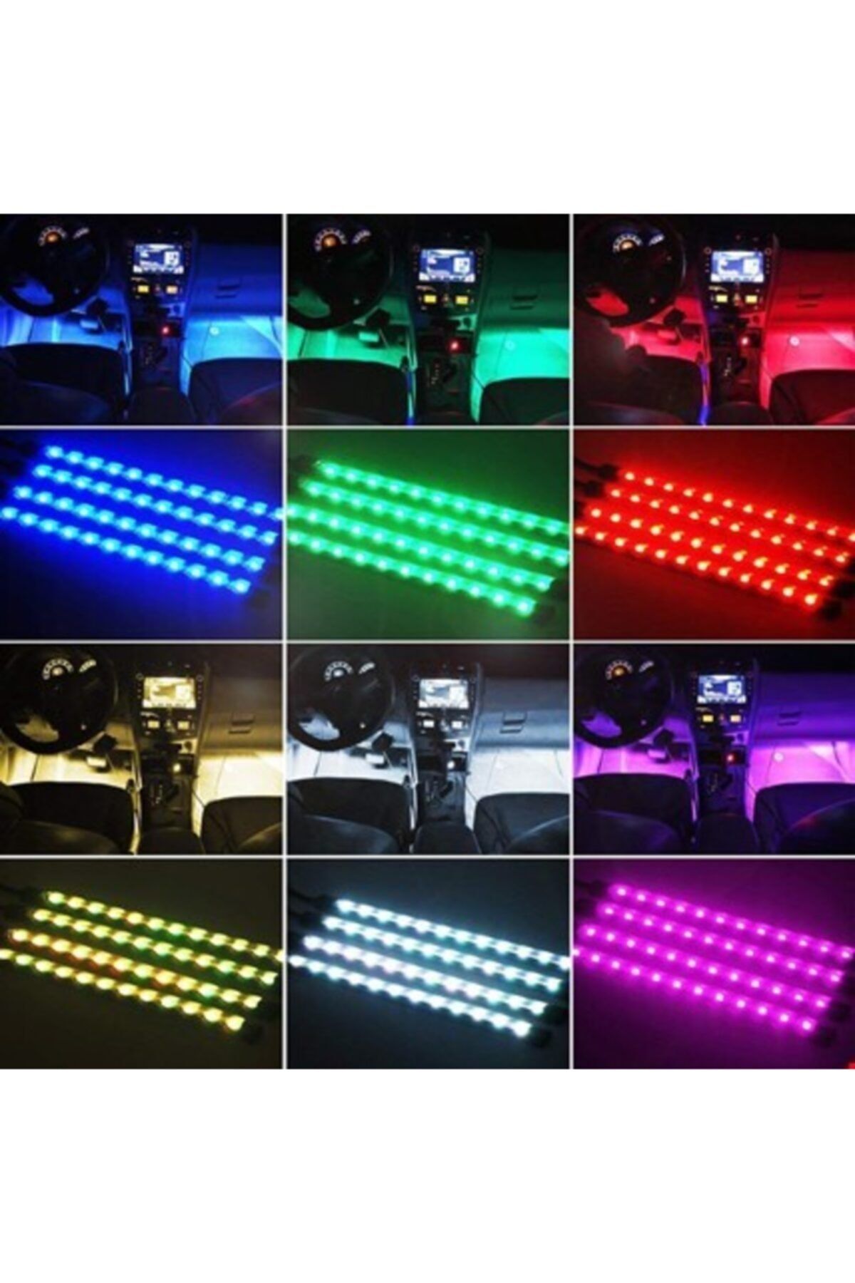 TEAMCAR 12 Ledli Ayak Altı 17 Renk Sese Duyarlı Led Işık