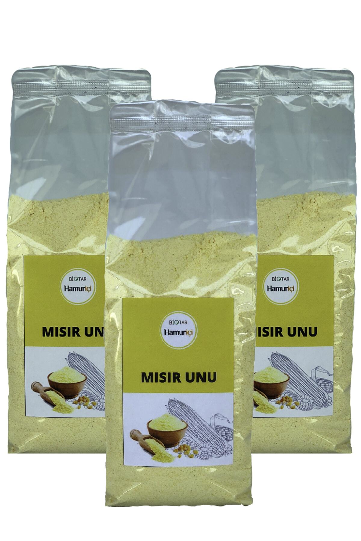 BİOTAR Organik Tarım Ürünleri Hamuriçi Katkısız Mısır Unu 500 Gr X 3 Adet
