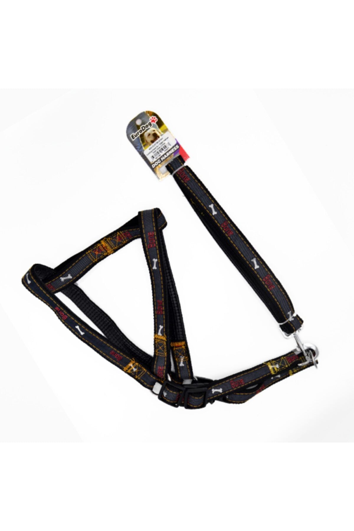 Durbuldum Eurodog Köpek Uz.+ Göğüs Tasması Siyah 25mm 120cm