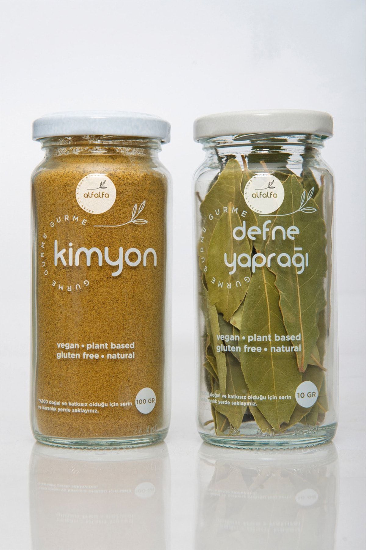 Alfalfa Farm Kimyon- Cam Kavanozda Öğütülmüş Doğal 100gr& Farm Defne Yaprağı-cam Kavanoz10gr