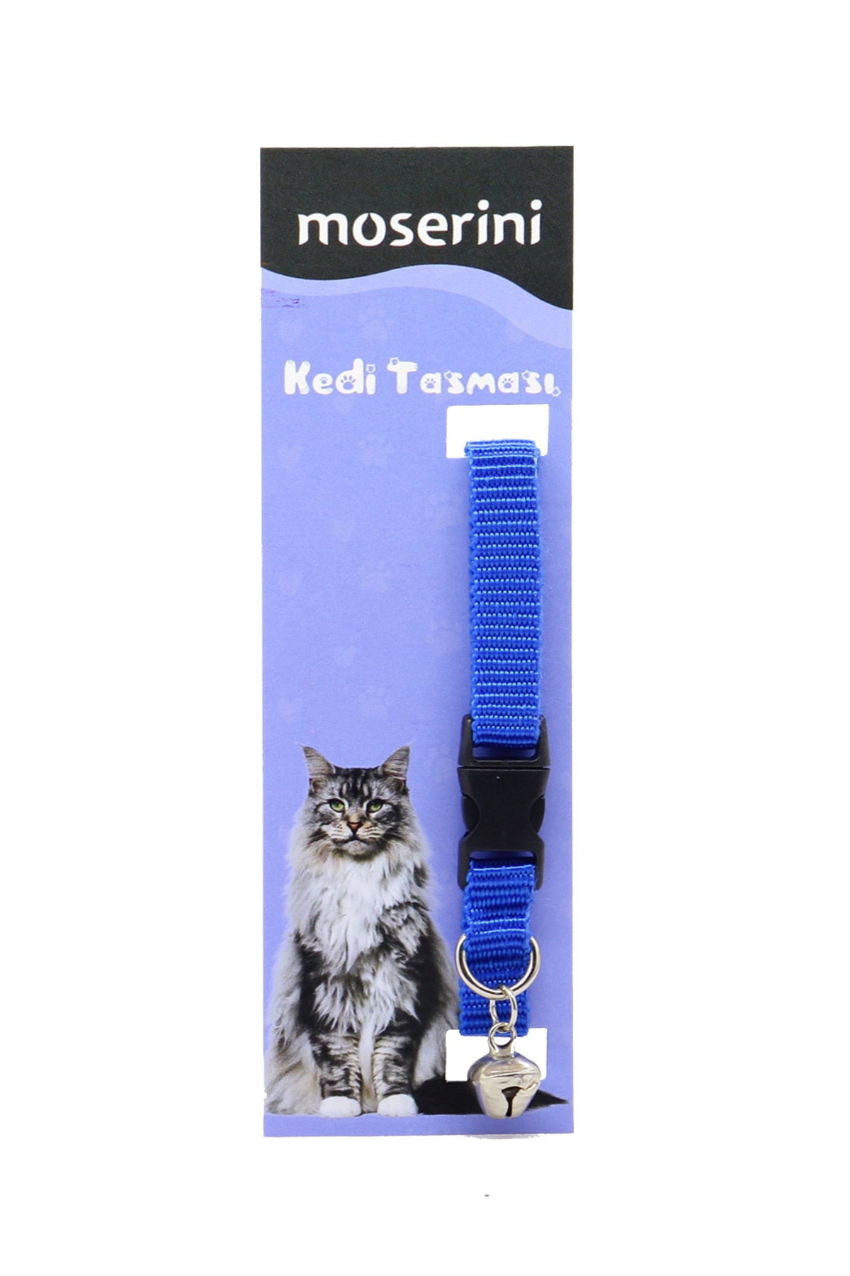 Moserini Ayarlanabilir, Zilli Yavru / Yetişkin Kedi Boyun Tasması-boyunluk-mavi