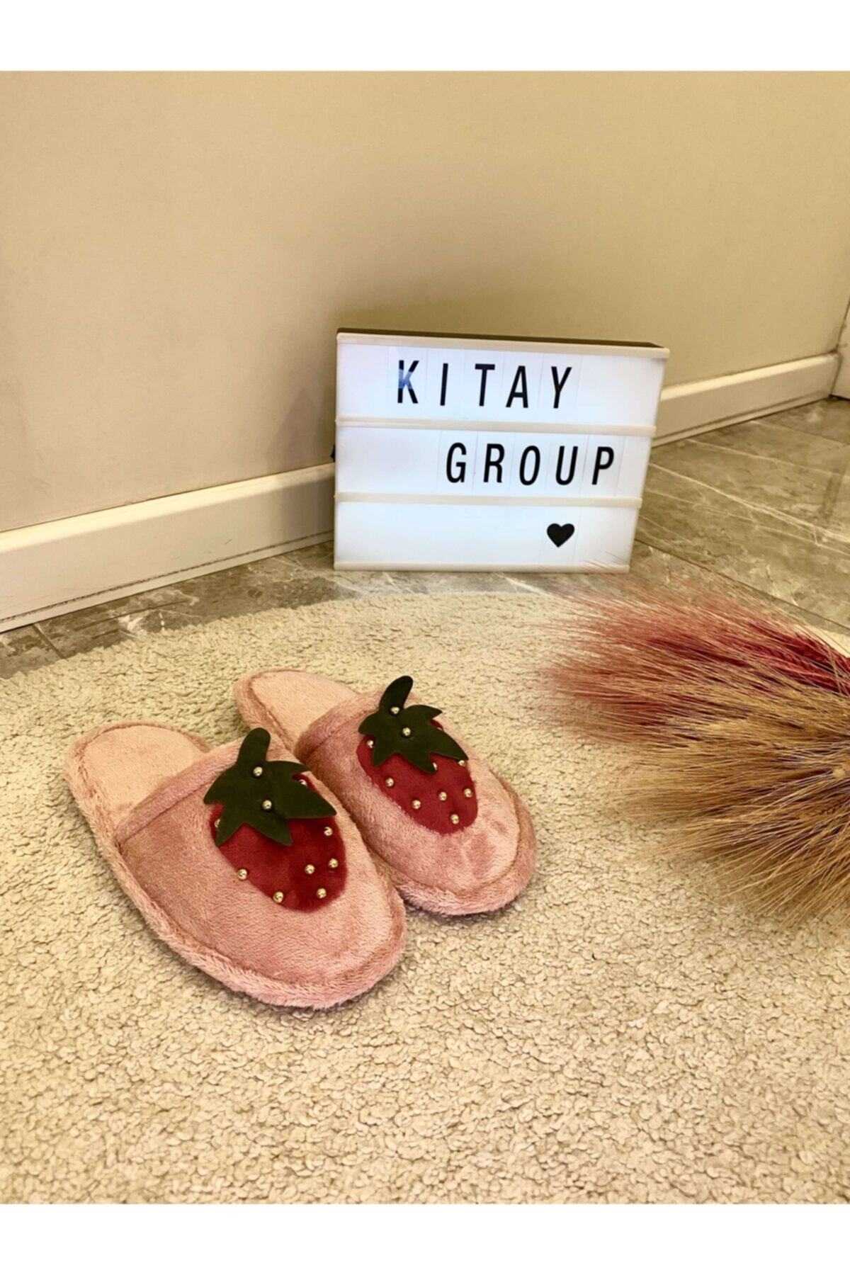 KıtayGroup Çilek Açık Pembe Renk Pofuduk Ev Terliği
