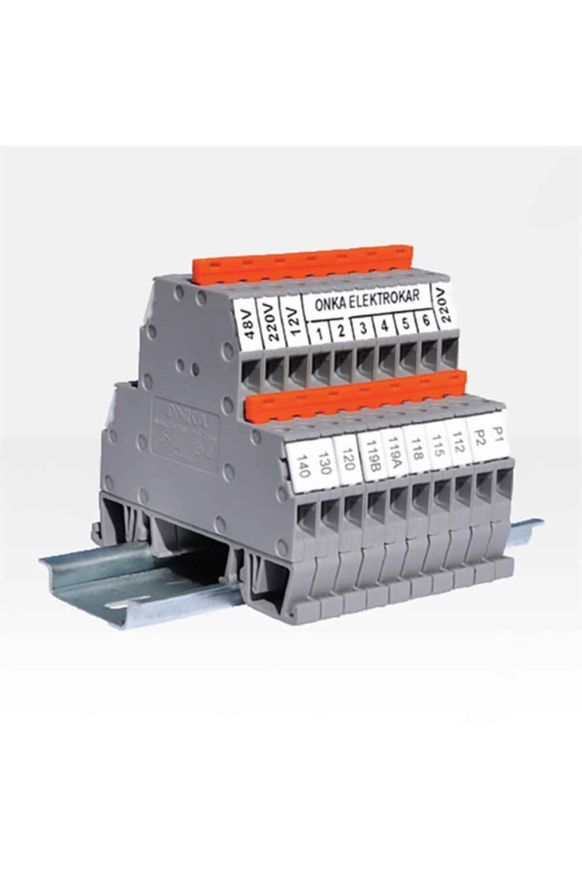 onka 1637 2.5mm Mrk Çift Katlı Diyotlu Ray Klemens Kırmızı