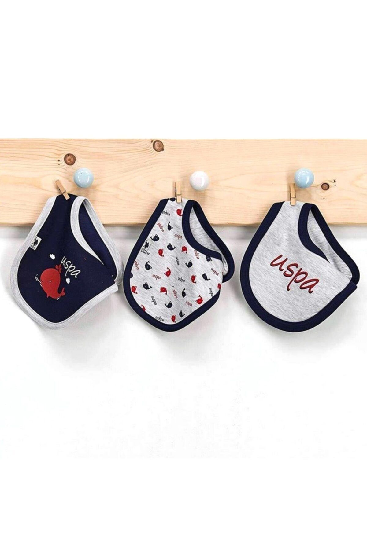 U.S. Polo Assn. U.s. Polo Assn 3'lü Bebek Mama Önlüğü Usb236
