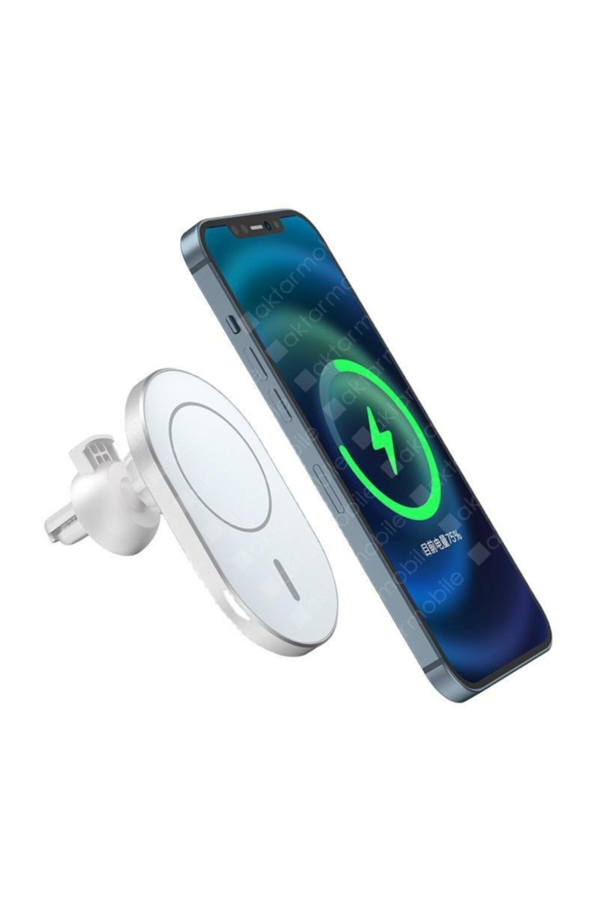 AktarMobile Iphone 13 Serisi Uyumlu Magsafe Özellikli Araç Şarj Cihazı Mıknatıslı Tutucu Kablosuz Şarj Aleti