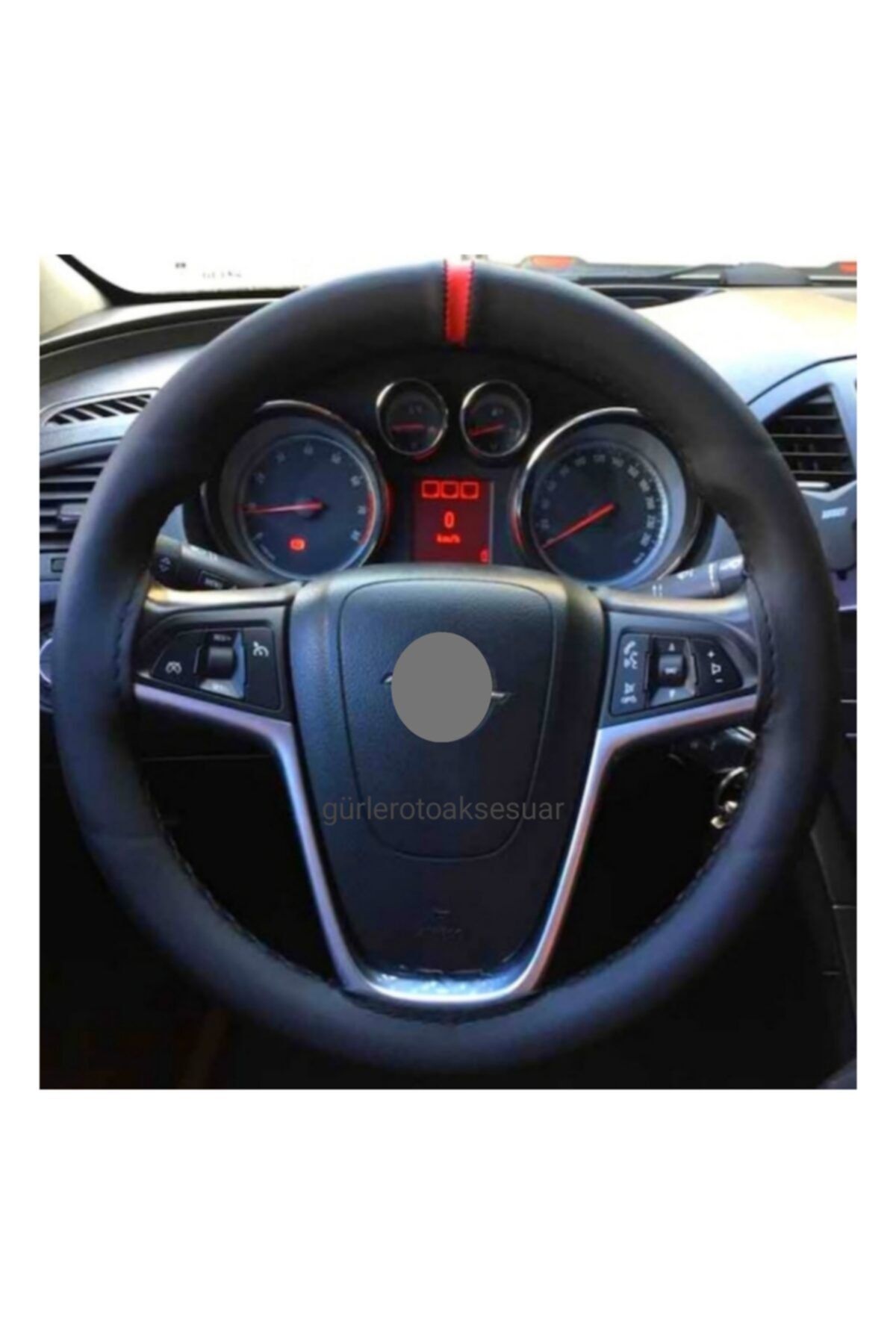 gürlerotoaksesuar Opel Astra J Kasa Dikmeli Direksiyon Kılfı Kırmızı Yüzüklü A+plus