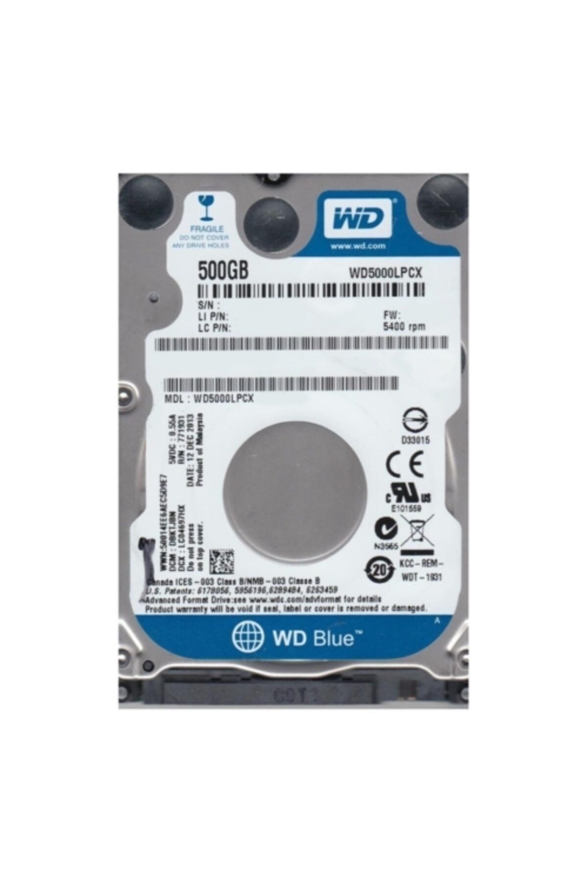 WESTERN DIGITAL Wd Blue 2.5 500gb 32mb 5400rpm Wd5000lpcx