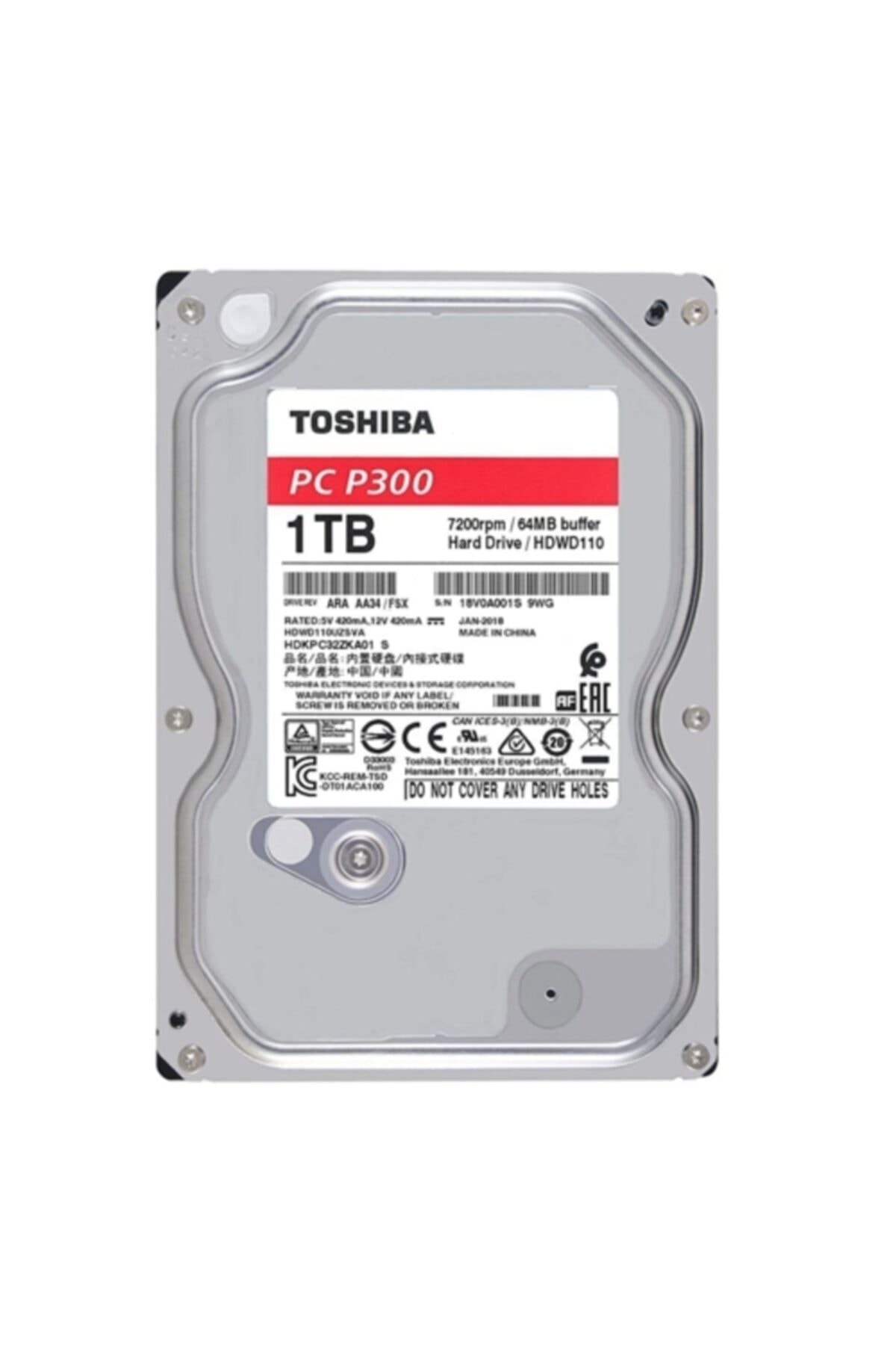 Toshiba 3,5 P300 1tb 64mb 7200rpm Hdwd110uzsva